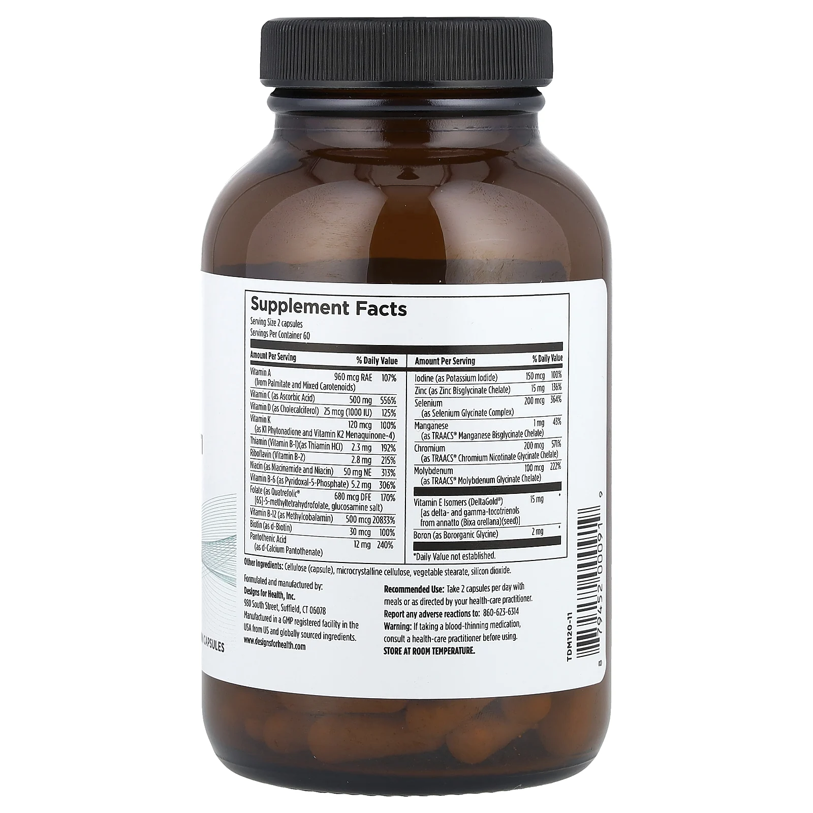 Designs For Health, Мультивитамины Twice Daily, 120 вегетарианских капсул