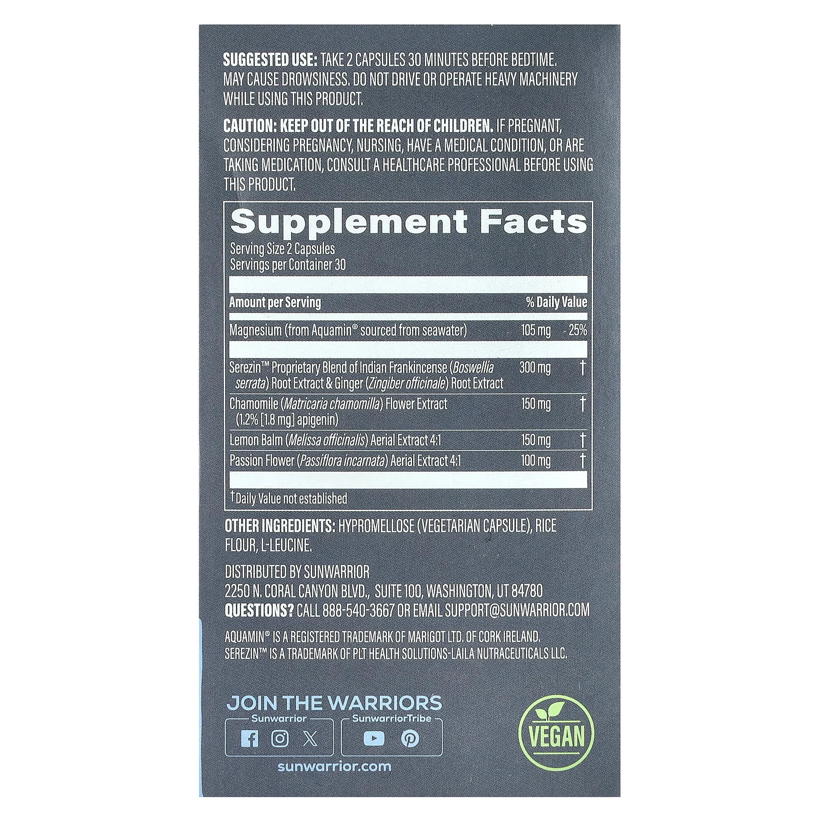 Sunwarrior, Nighttime Sleep & Restore, 60 веганских капсул