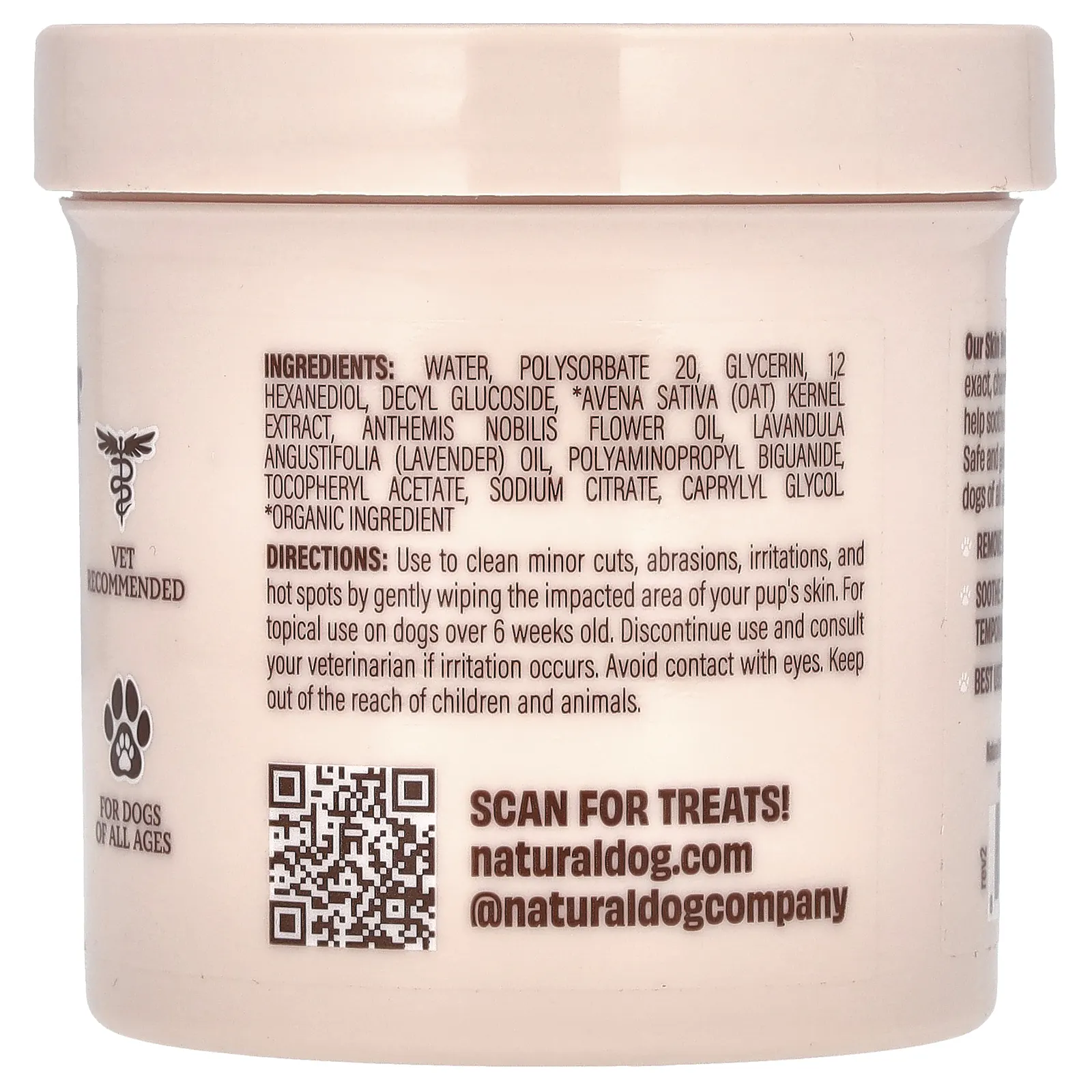 Natural Dog Company, Салфетки-пустышки для собак, для всех возрастов, 50 салфеток