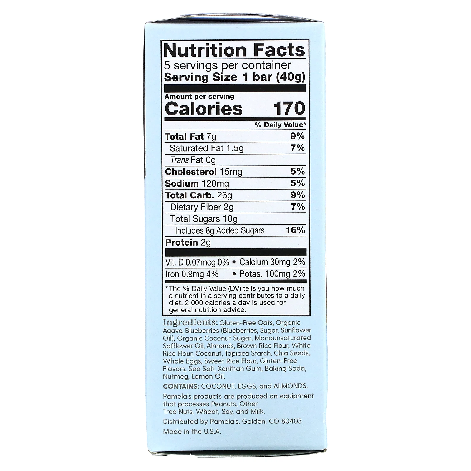 Pamela's Products, Wheever Bars, овес, черника и лимон, 5 батончиков, 40 г (1,41 унции) каждый