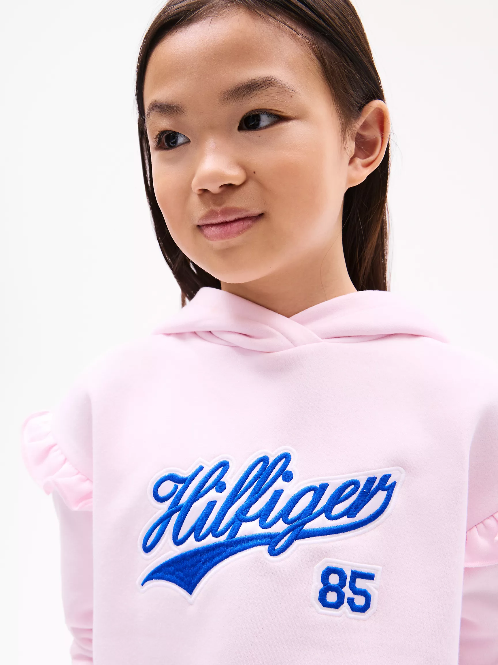 Худи для девочек Tommy Hilfiger, Детское худи с рюшами и логотипом Hilfiger Script
