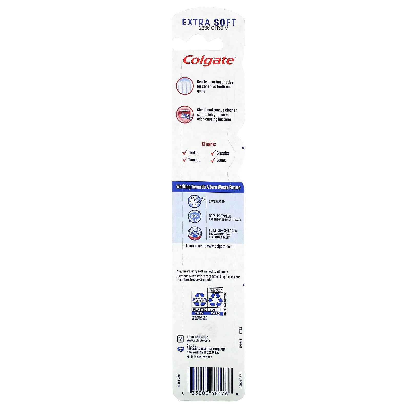 Colgate, Чувствительная на 360 ° зубная щетка, очень мягкая, 1 зубная щетка