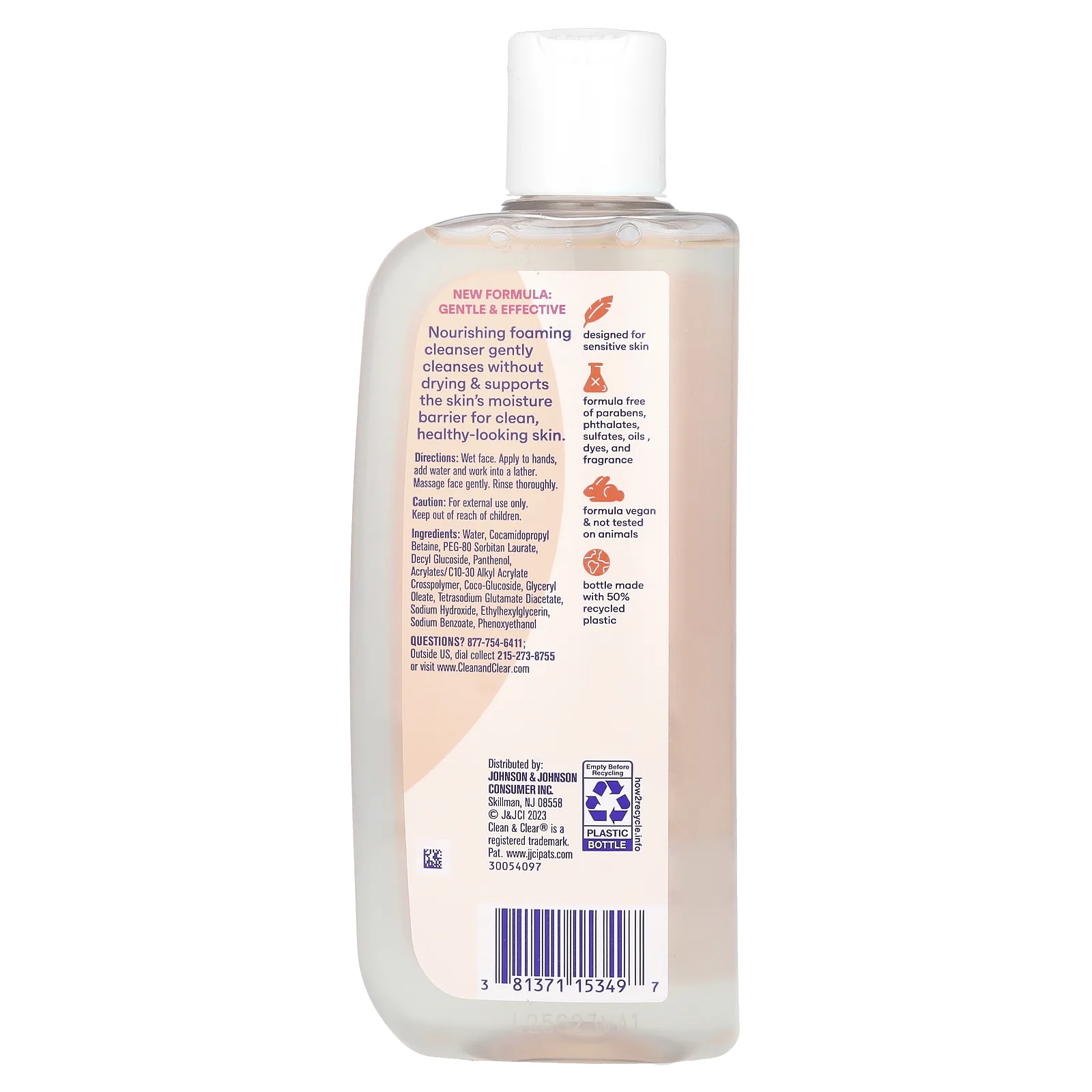 Clean & Clear, Essentials, очищающая пенка, для чувствительной кожи, без отдушки, 240 мл (8 жидк. унций)