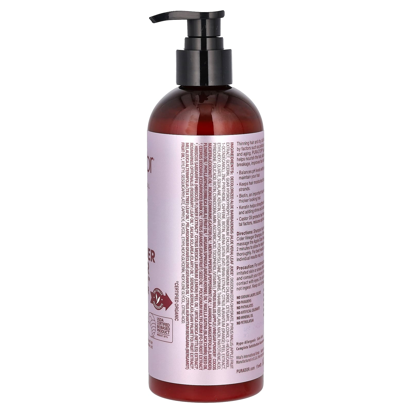 Pura D'or, Thin2Thick, профессиональный кондиционер с яблочным уксусом, 473 мл (16 жидк. унций)