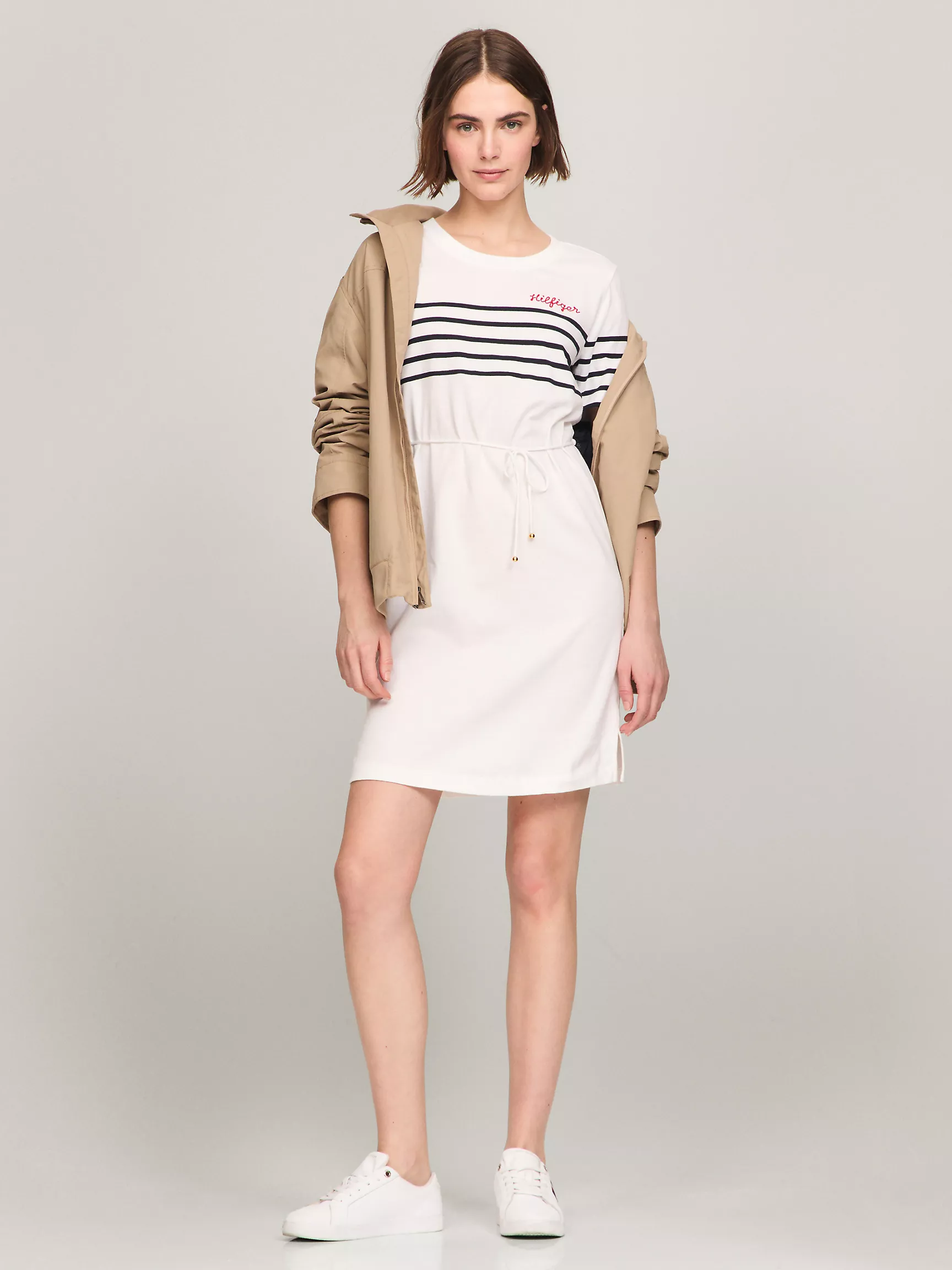 Женское платье Tommy Hilfiger, Платье-футболка с полосатым логотипом Hilfiger