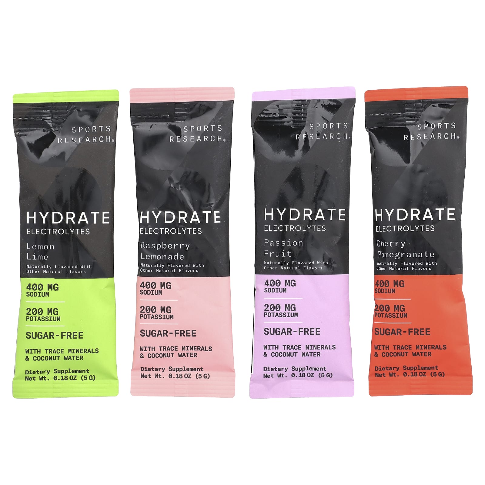 Sports Research, Hydrate Electrolytes, набор с различными добавками, 16 пакетиков по 5 г (0,18 унции)