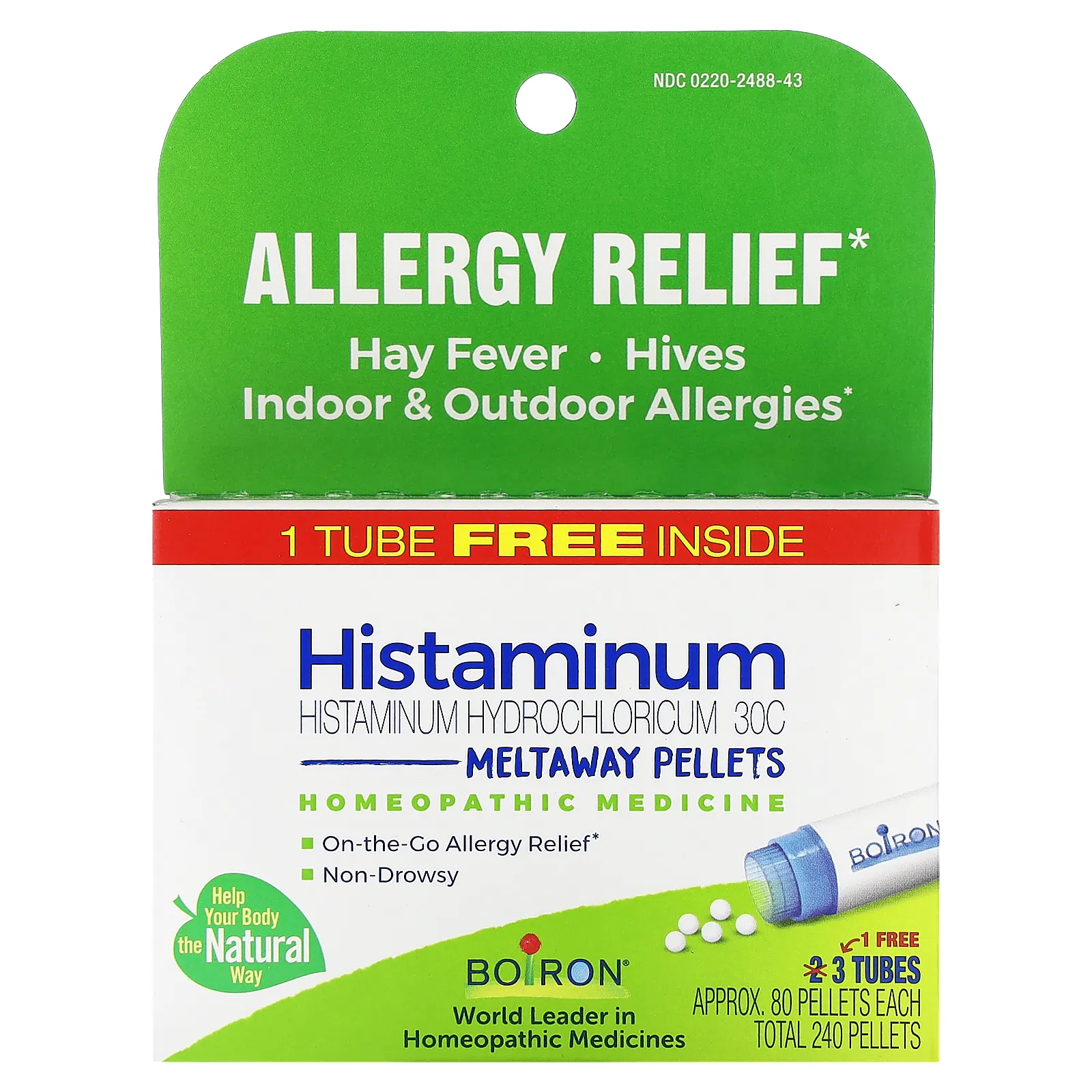 Boiron, гистамина гидрохлорид 30C, гранулы для рассасывания, 3 тюбика, прибл. 80 гранул в каждой