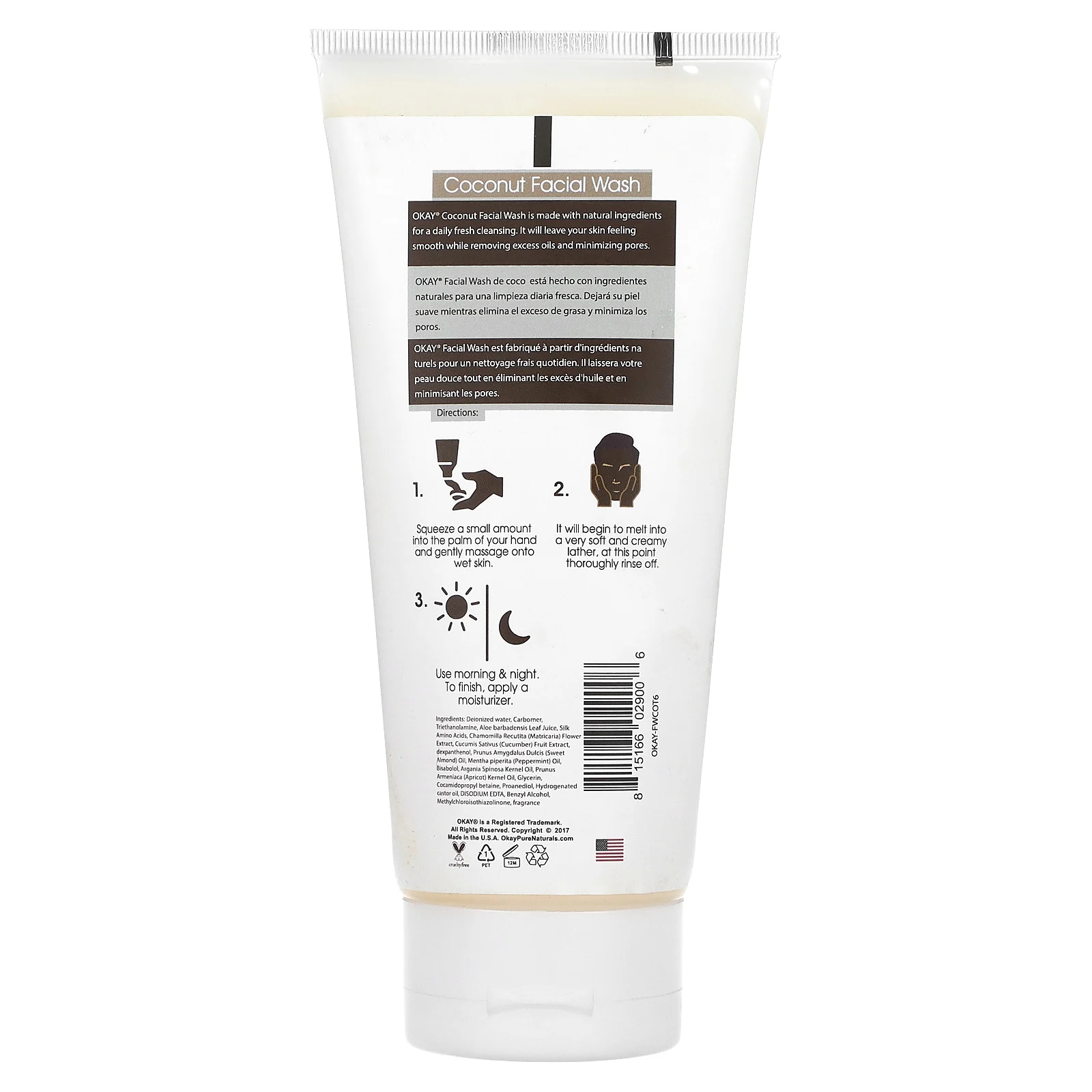 Okay Pure Naturals, Гель для душа с кокосом, 170 г (6 унций)