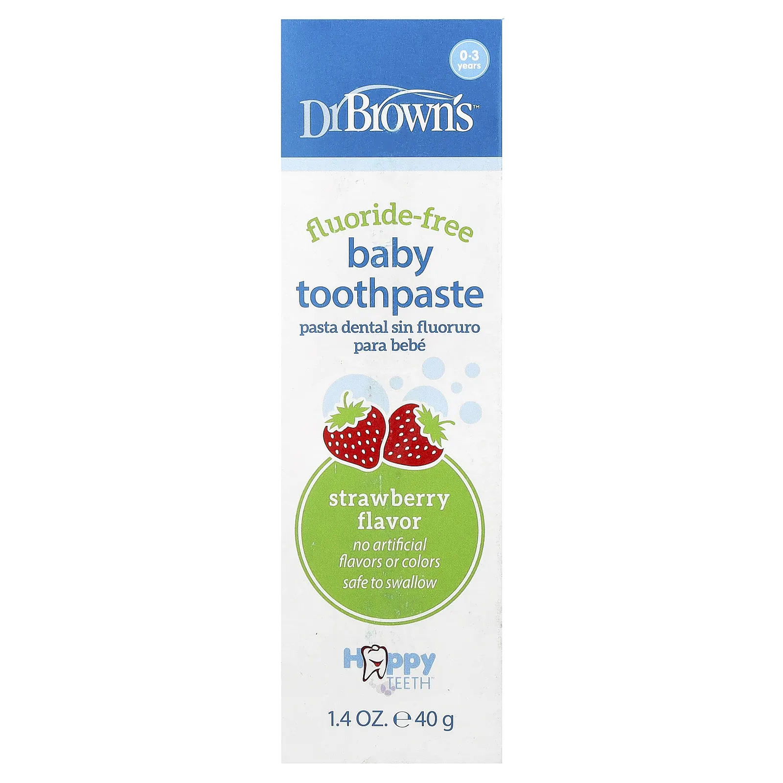 Dr. Brown's, Детская зубная паста, без фтора, для детей от 0 до 3 лет, с клубникой, 40 г (1,4 унции)