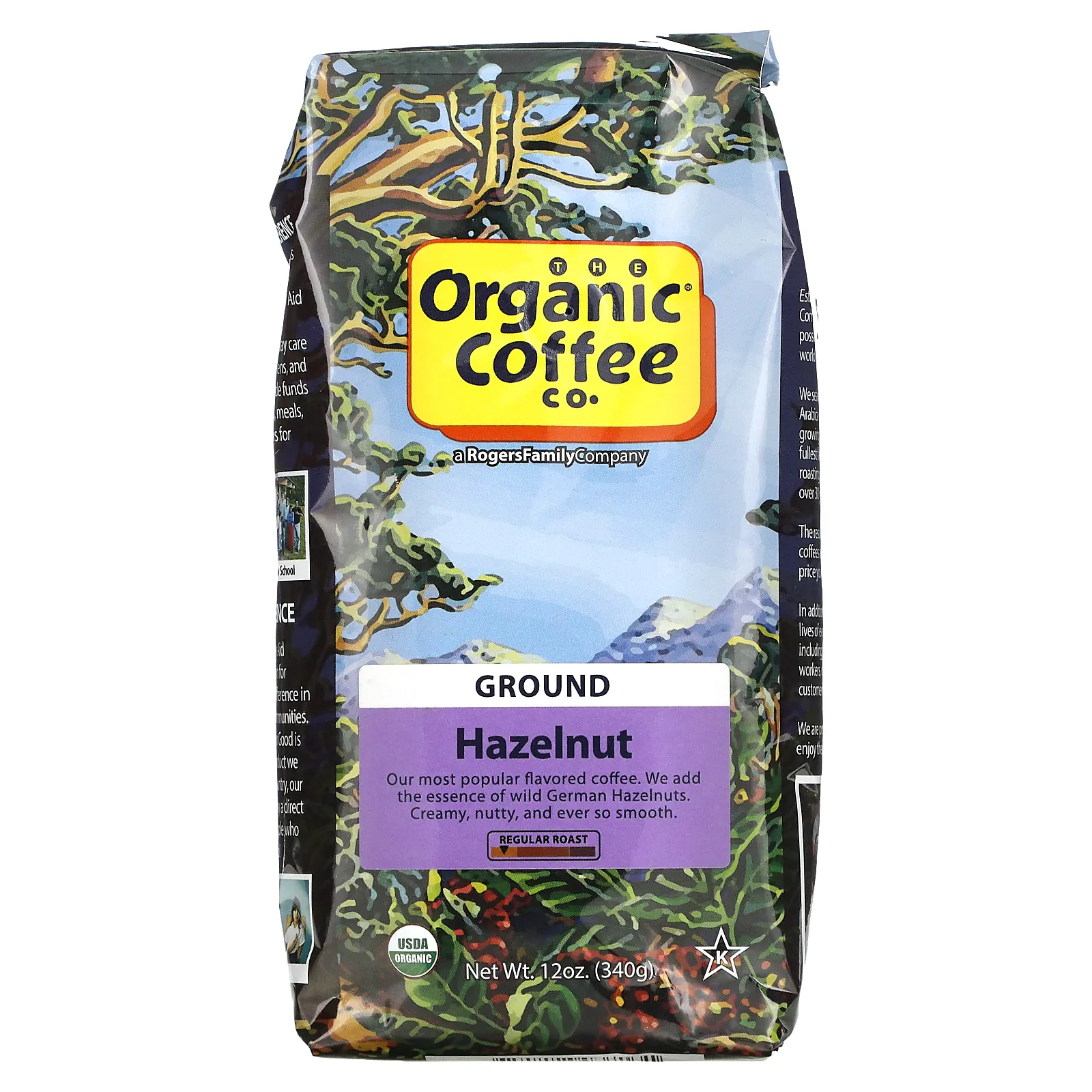 Organic Coffee Co., кофе с фундуком, молотый, средняя обжарка, 340 г (12 унций)