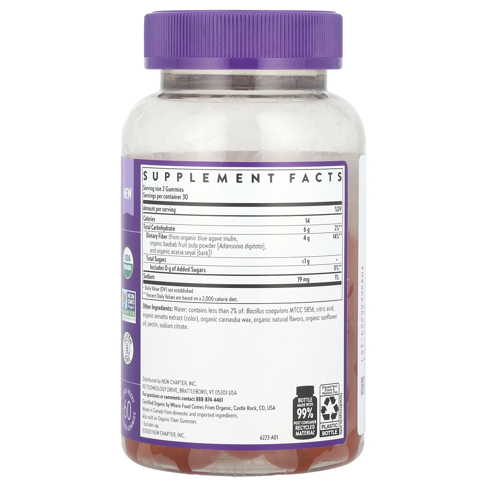 New Chapter, Kids, Organic Fiber Gummies, Citrus-Berry, 60 Gummies