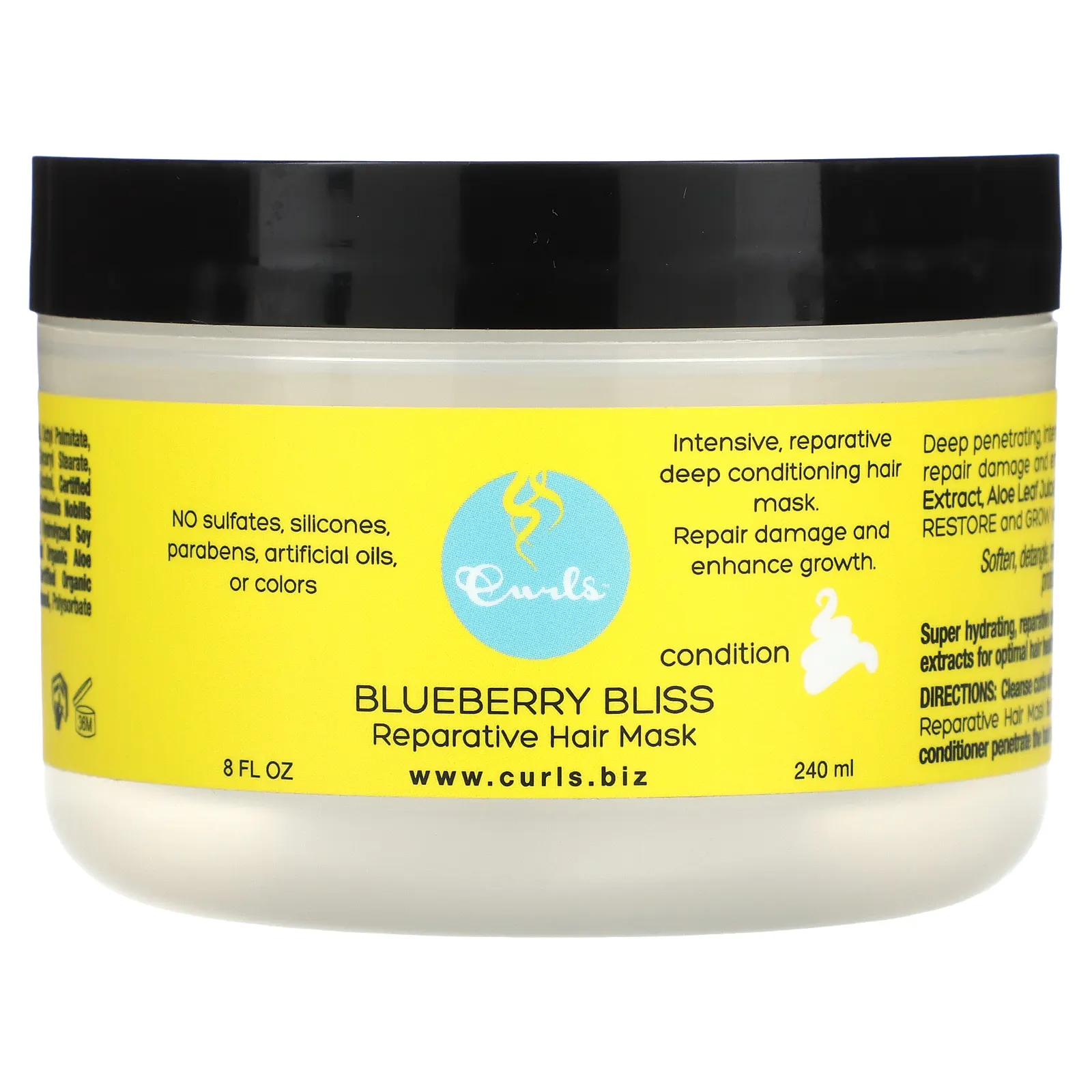 Curls, Восстанавливающая маска для волос Blueberry Bliss, 240 мл (8 жидк. Унций)
