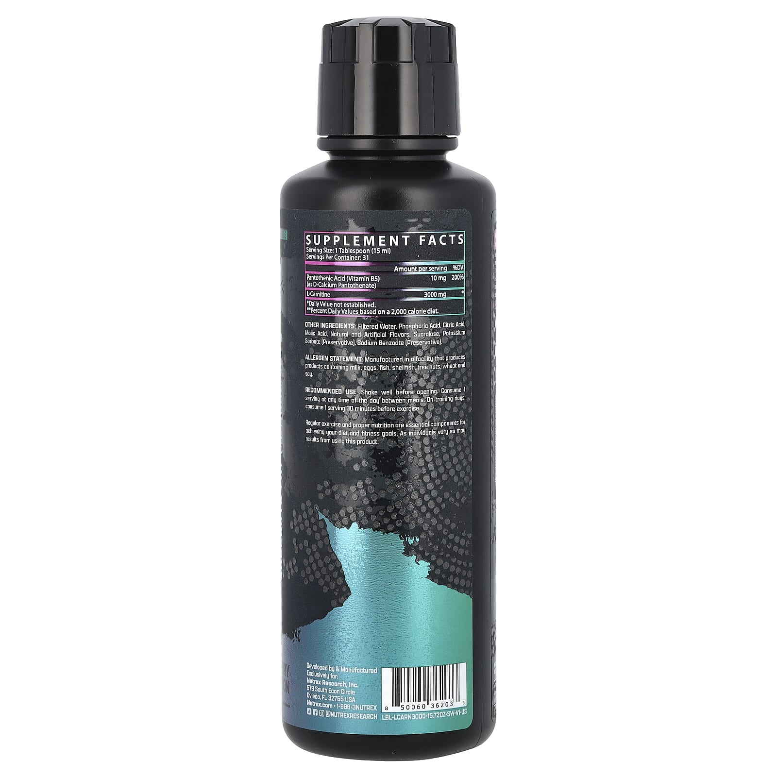 Nutrex Research, L-карнитин 3000, клубника и арбуз, 465 мл (15,72 жидк. унц.)