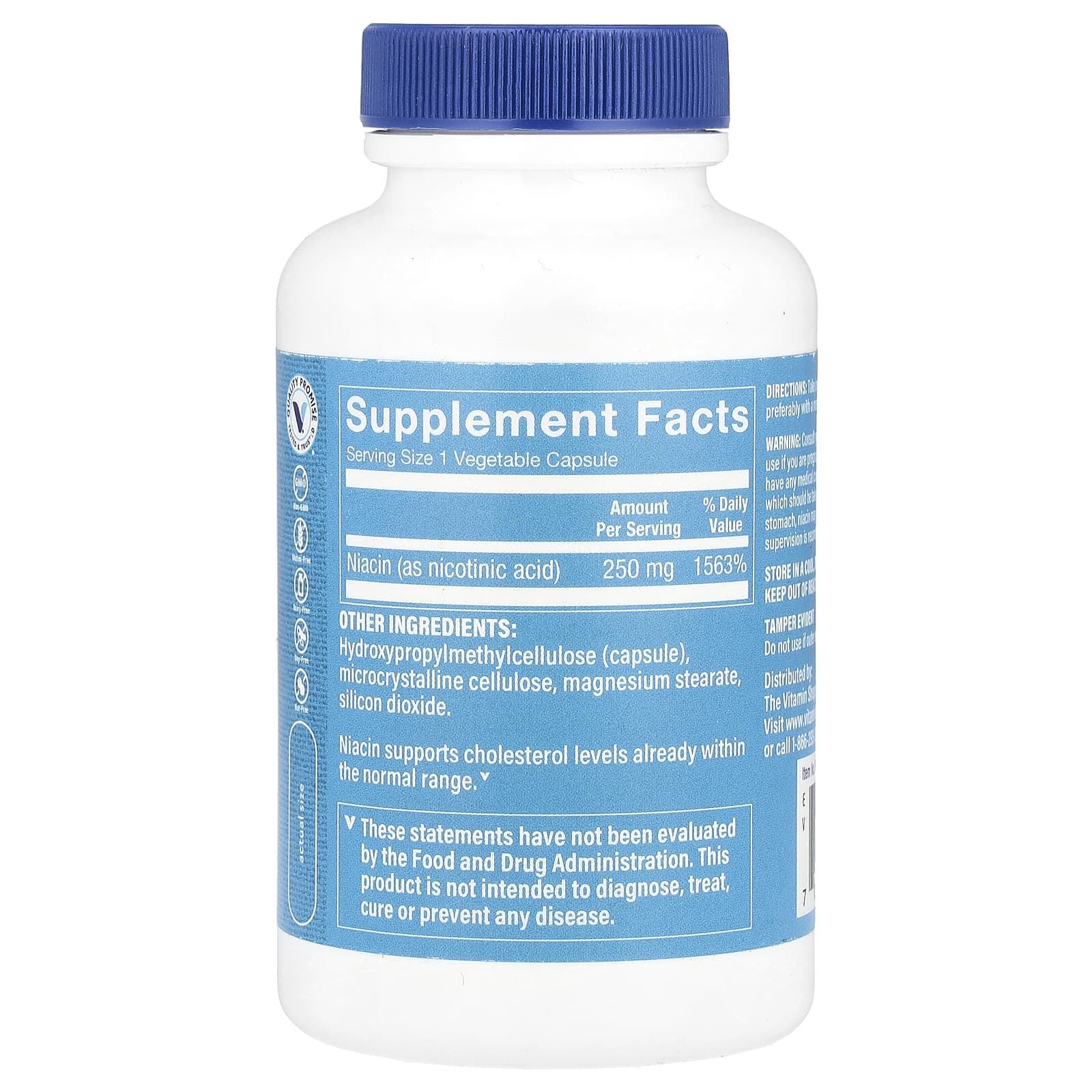 The Vitamin Shoppe, Ниацин, 250 мг, 100 растительных капсул