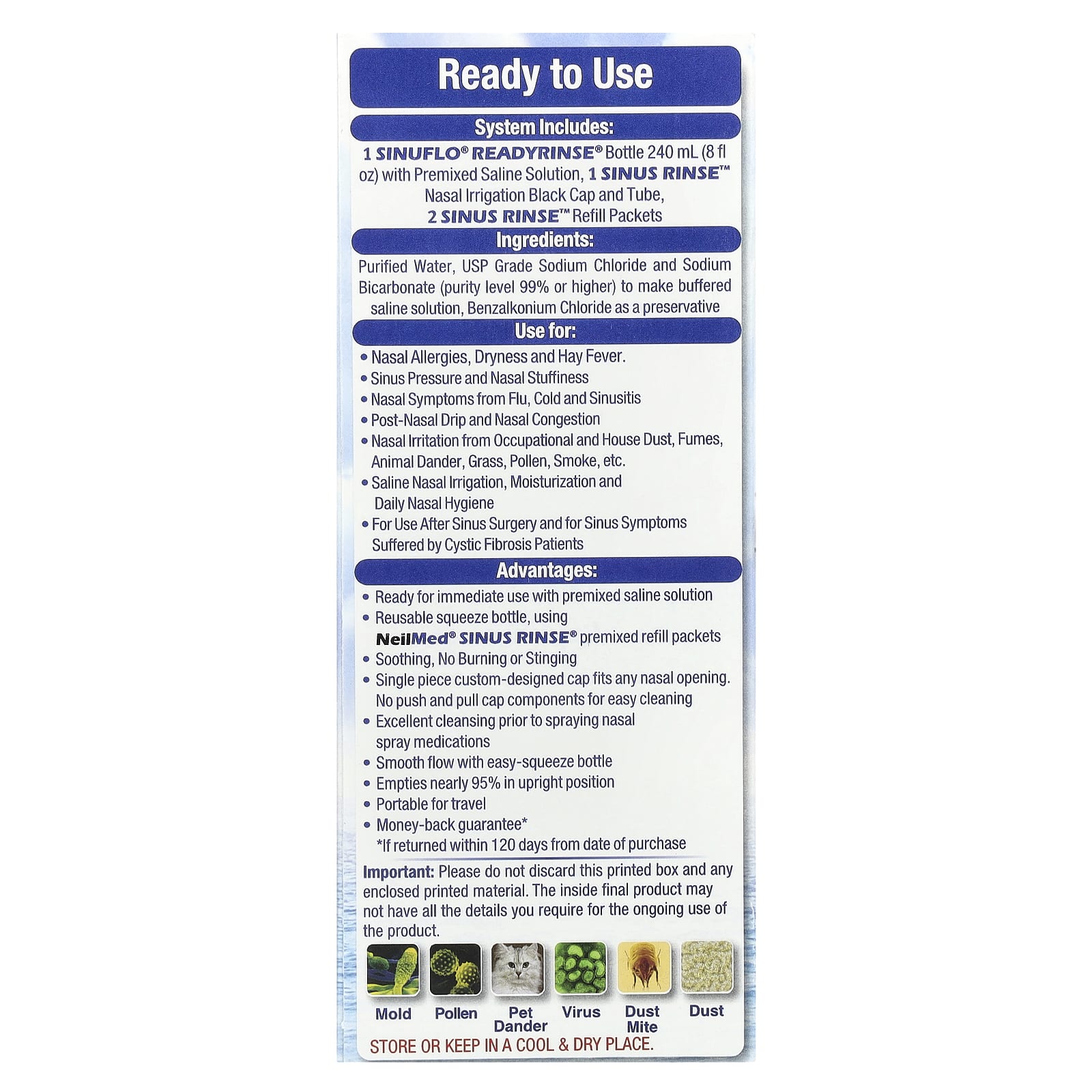 NeilMed, SinuFlo ReadyRinse, смесь для промывания носа, набор из 2 предметов