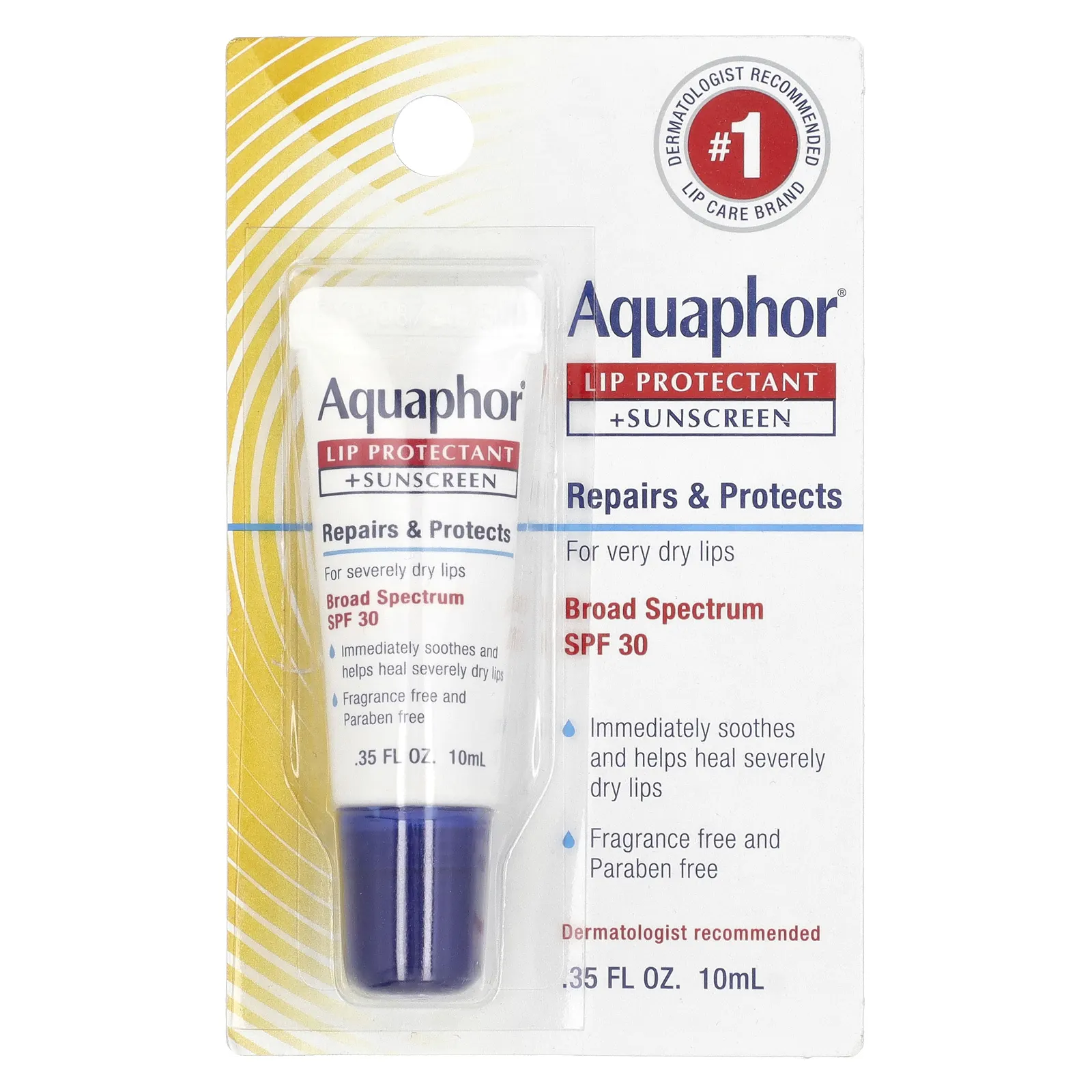 Aquaphor, Средство для защиты губ и солнцезащитное средство, SPF 30, 10 мл (0,35 жидк. Унции)