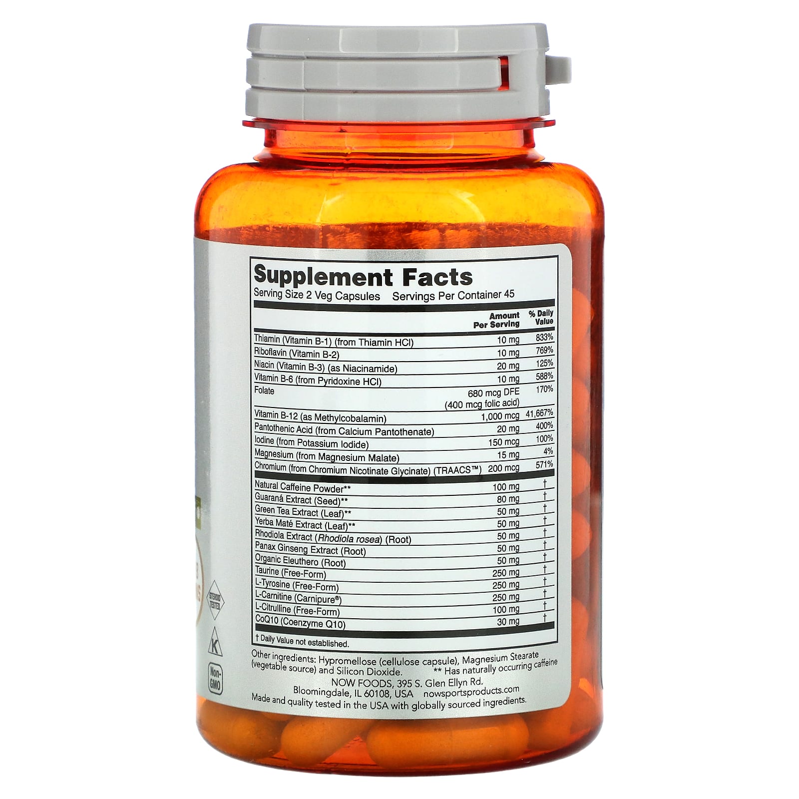 NOW Foods, Sports, Energy Extreme, препарат для поддержки физической и умственной активности, 90 растительных капсул