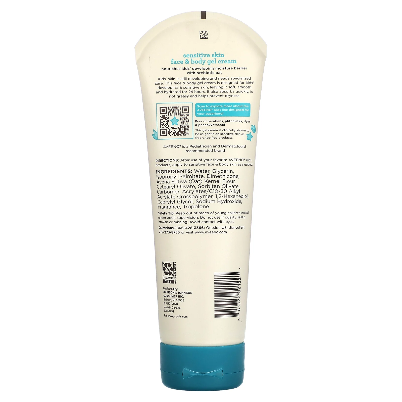 Aveeno, Детский, гель-крем для лица и тела, нежный, 227 г (8 унций)