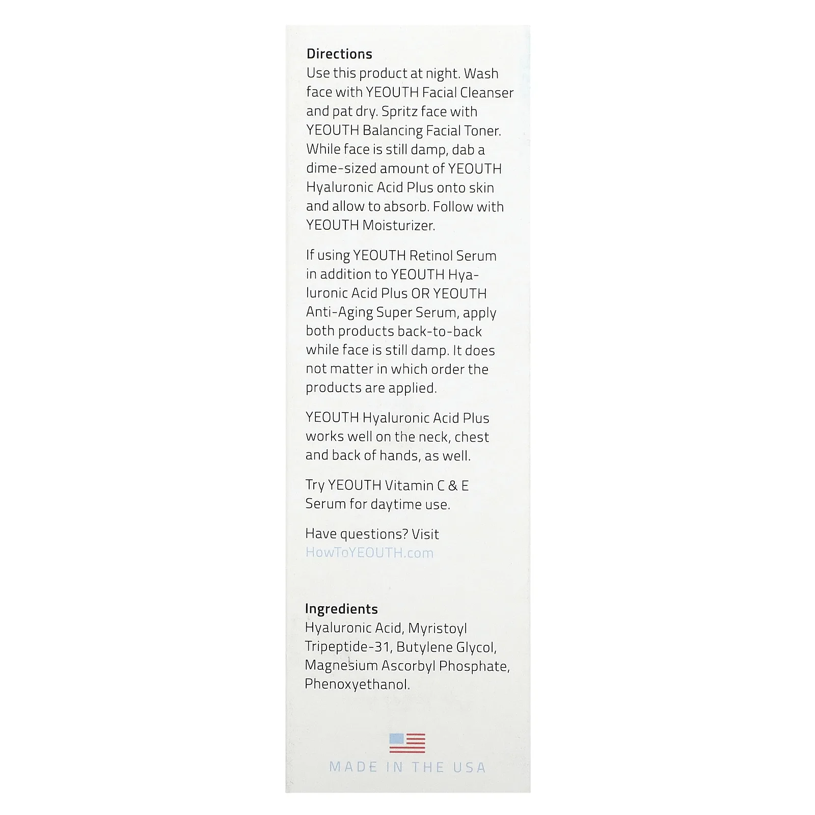 YEOUTH, Hyaluronic Acid Plus, 60 мл (2 жидк. унции)