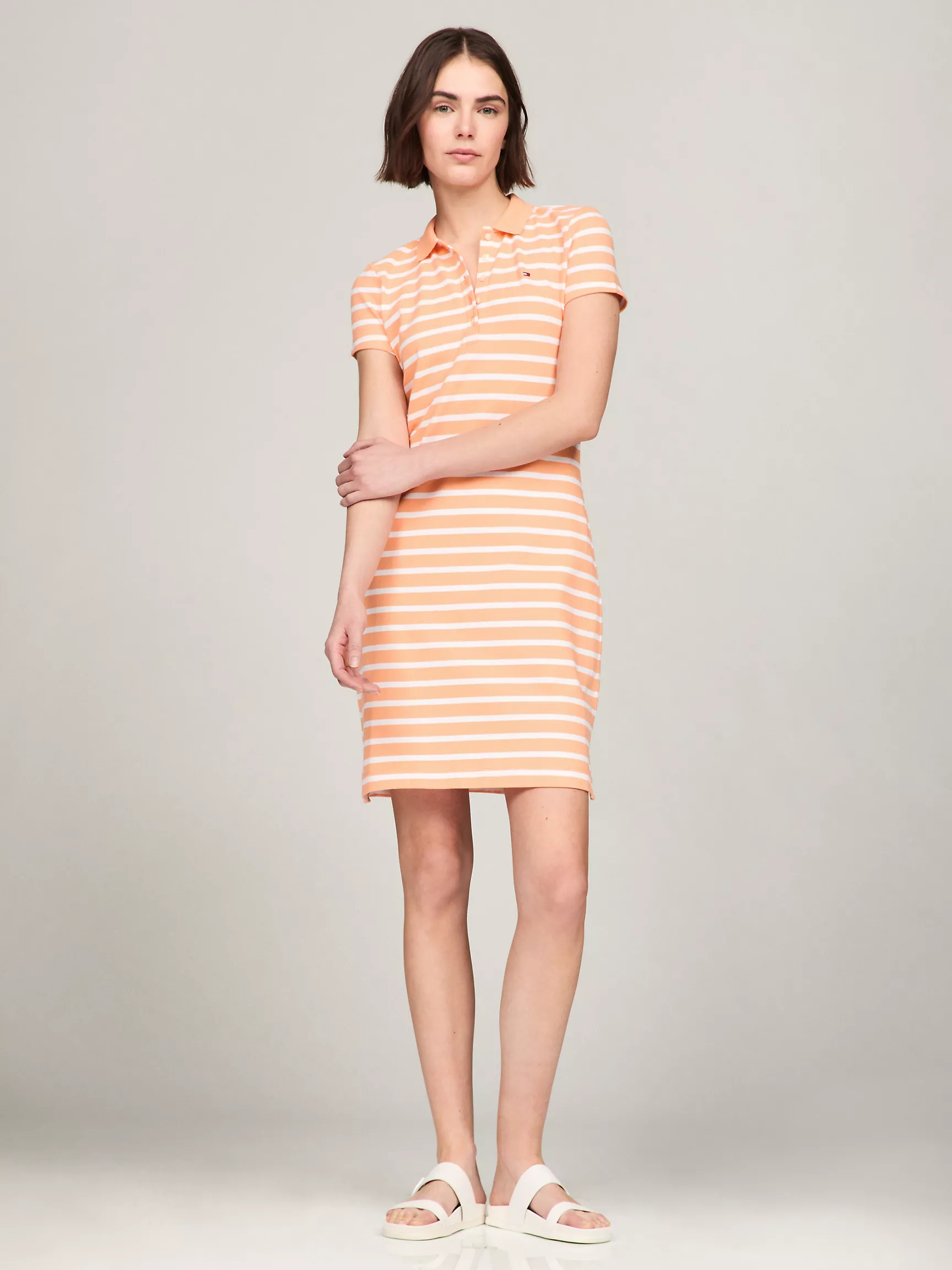 Женское платье Tommy Hilfiger, Приталенное полосатое эластичное платье-поло