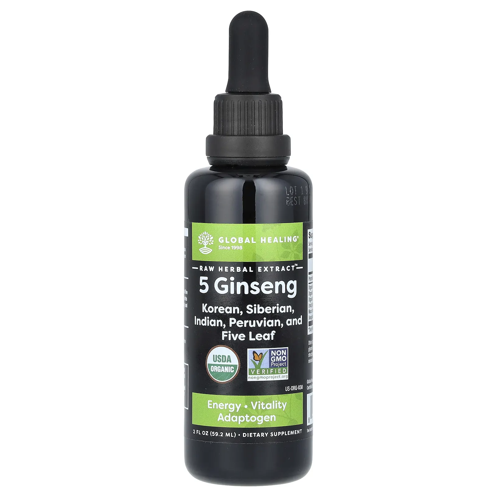 Global Healing, необработанный травяной экстракт, 5 женьшеня, 59,2 мл (2 жидк. унции)