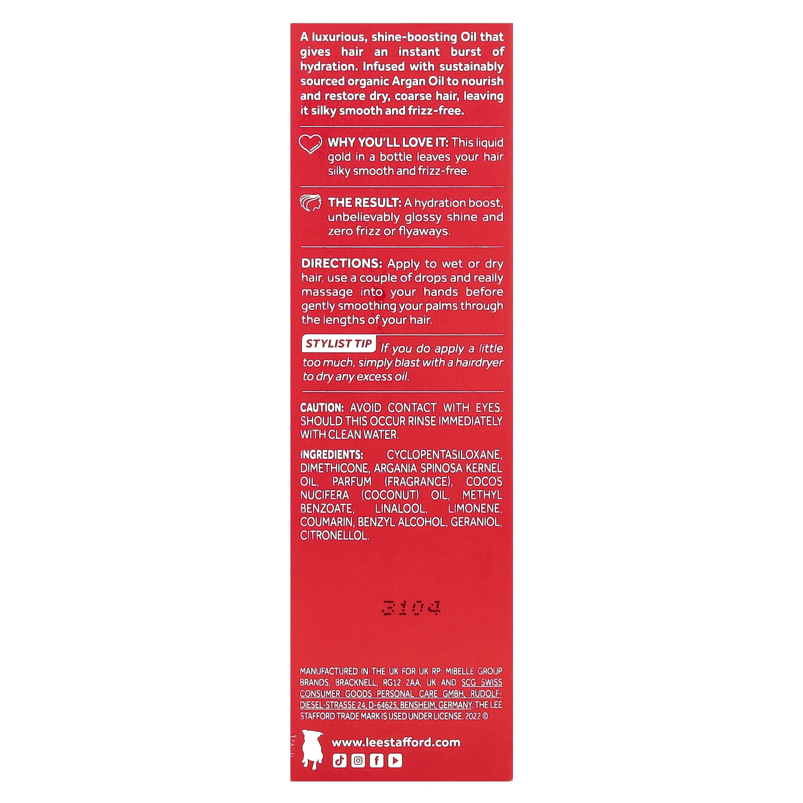 Lee Stafford, аргановое масло из Марокко, питательное чудо-масло, 50 мл (1,7 жидк. унции)