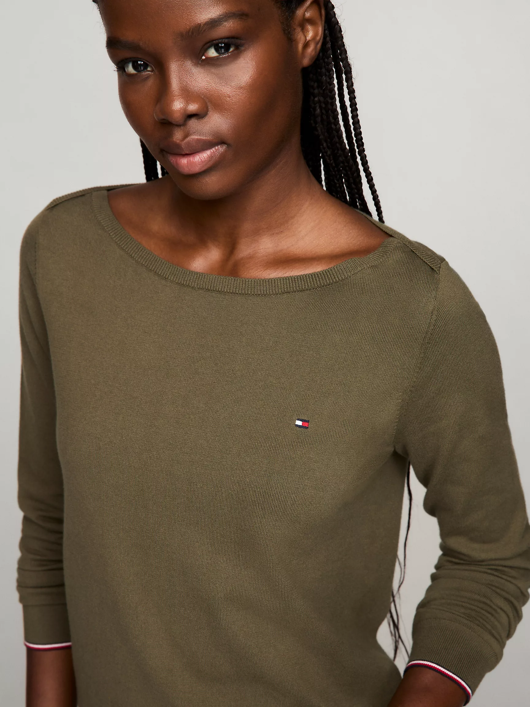 Женский свитер Tommy Hilfiger, Однотонный свитер с вырезом "лодочка"