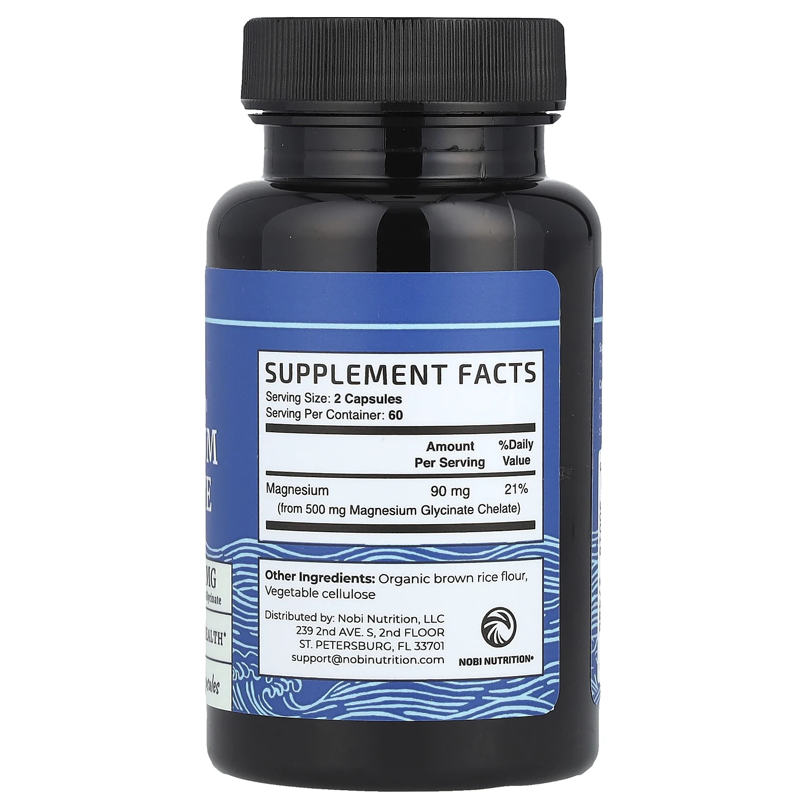 Nobi Nutrition, Глицинат магния, максимальное усвоение, 500 мг, 120 капсул (250 мг на капсулу)