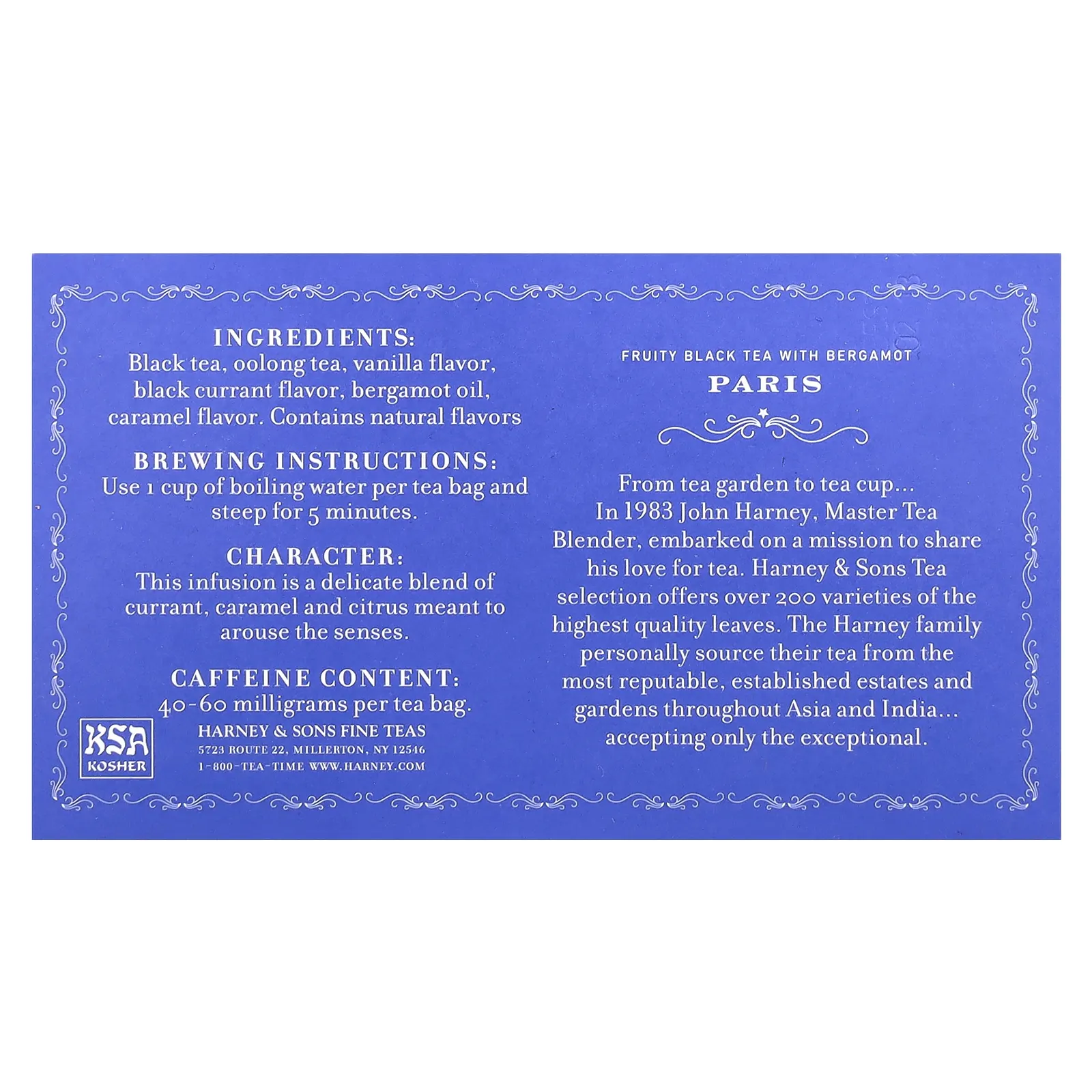 Harney & Sons, Paris, Черный фруктовый чай с бергамотом, 50 чайных пакетиков, 3,17 унции (90 г)