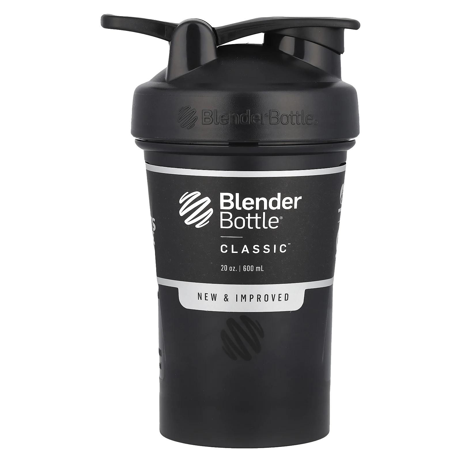 Blender Bottle, Classic With Loop, классический шейкер с петелькой, черный 600 мл (20 унций)
