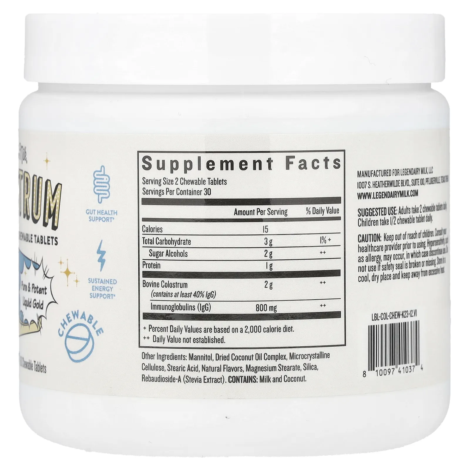 Legendairy Milk, молозиво, ваниль, 60 жевательных таблеток