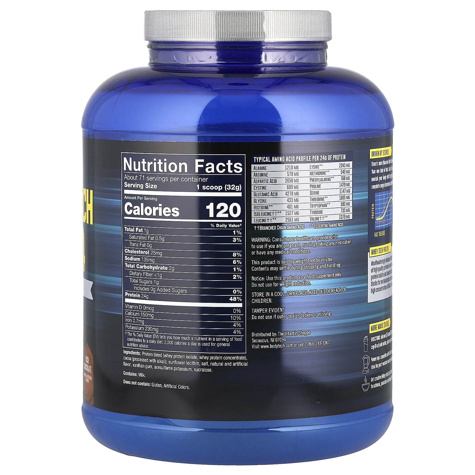 BodyTech, Whey Tech Pro 24, насыщенный шоколад, 2,27 кг (5 фунтов)