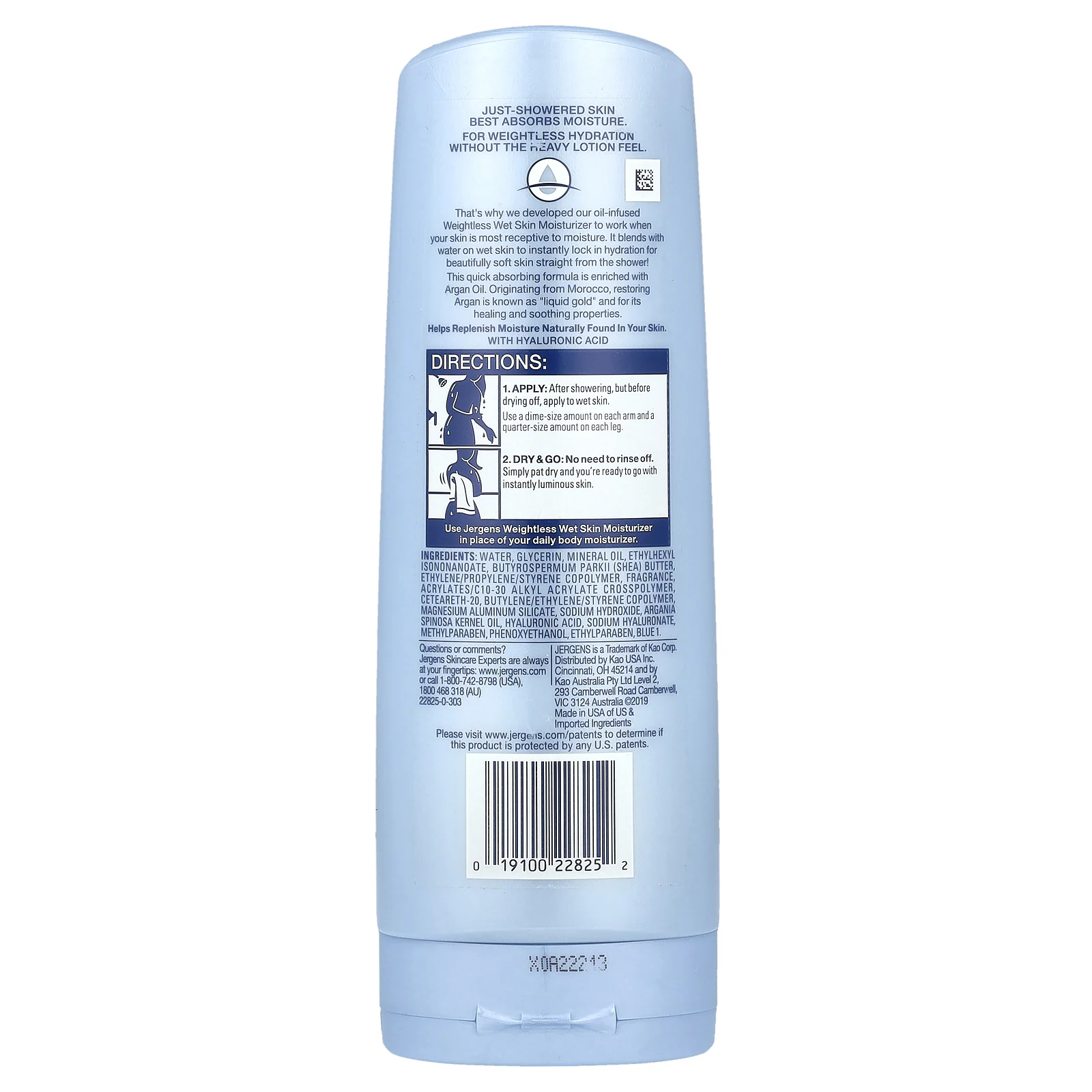 Jergens, увлажняющий лосьон с легкой текстурой для нанесения на влажную кожу, с аргановым маслом, 295 мл (10 жидк. унций)