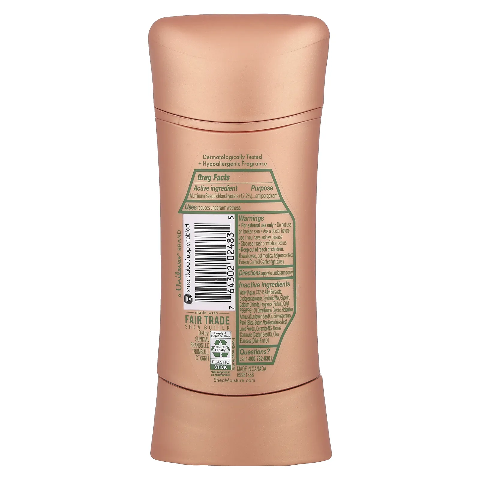 SheaMoisture, Дезодорант-антиперспирант, Sensitive, алоэ вера и керамиды, 74 г (2,6 унции)