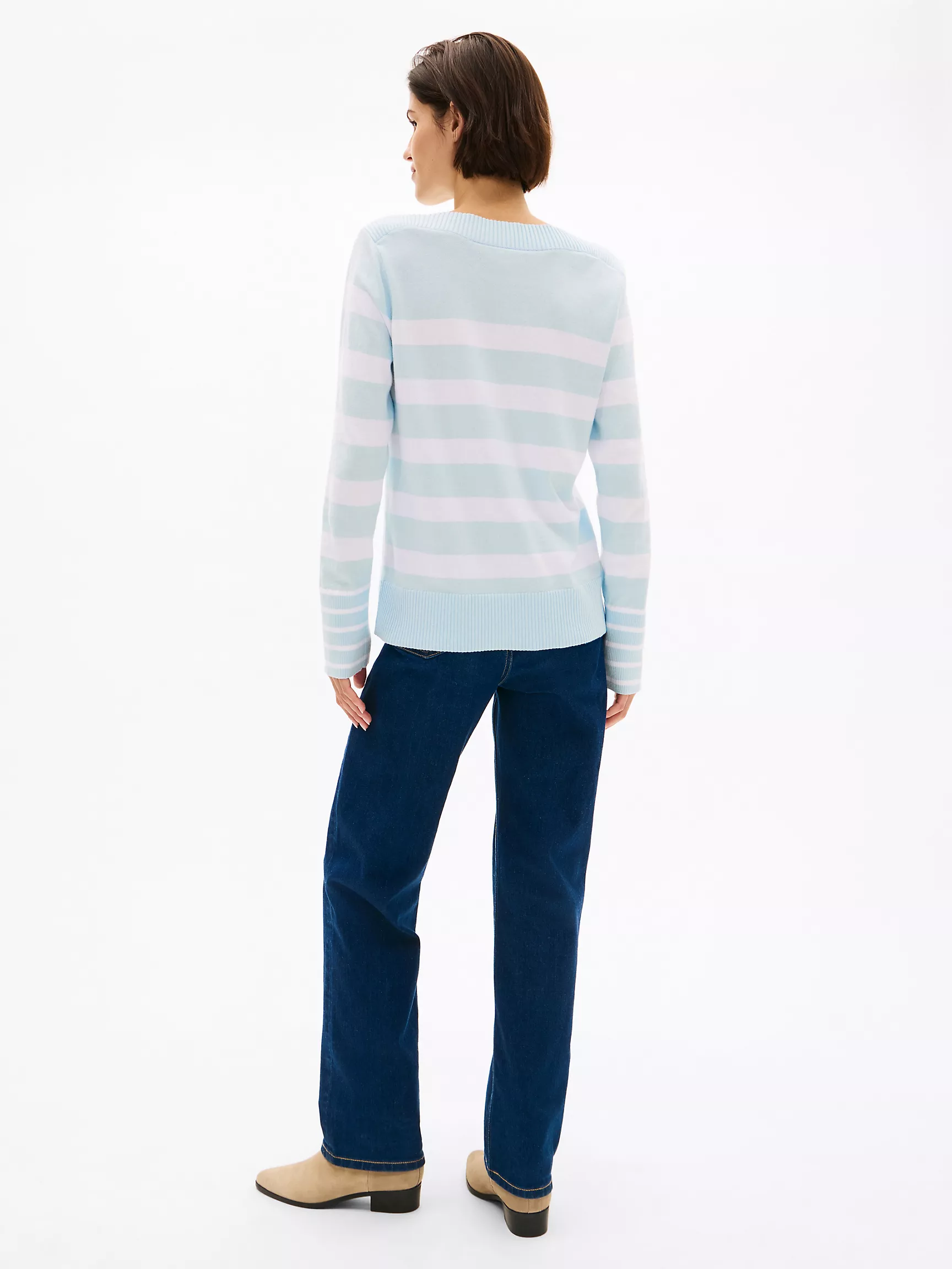 Женский свитер Tommy Hilfiger, Полосатый свитер с вырезом "лодочка"