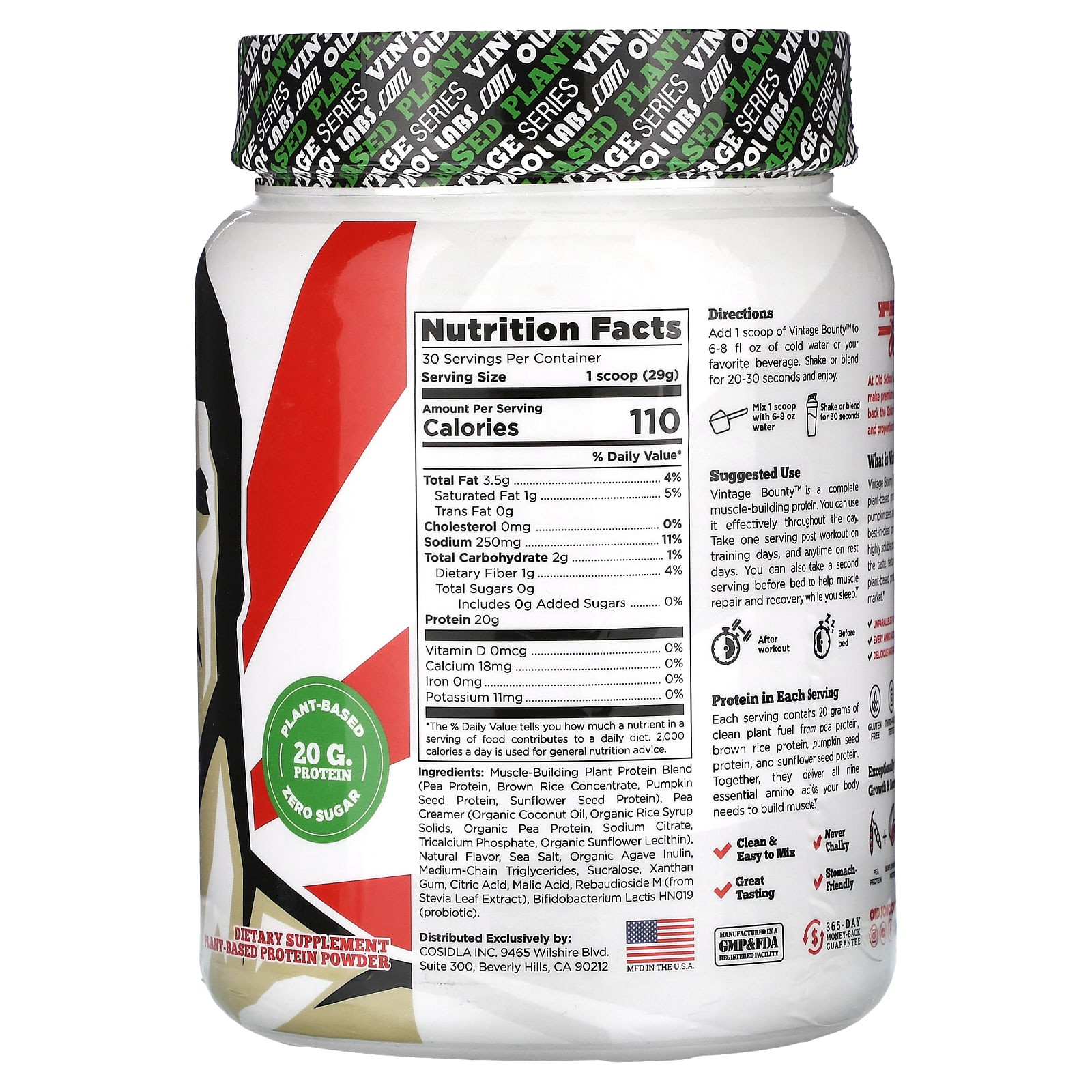 Old School Labs, Vintage Bounty, растительный протеиновый порошок, лимонный батончик, 870 г (1,9 фунта)