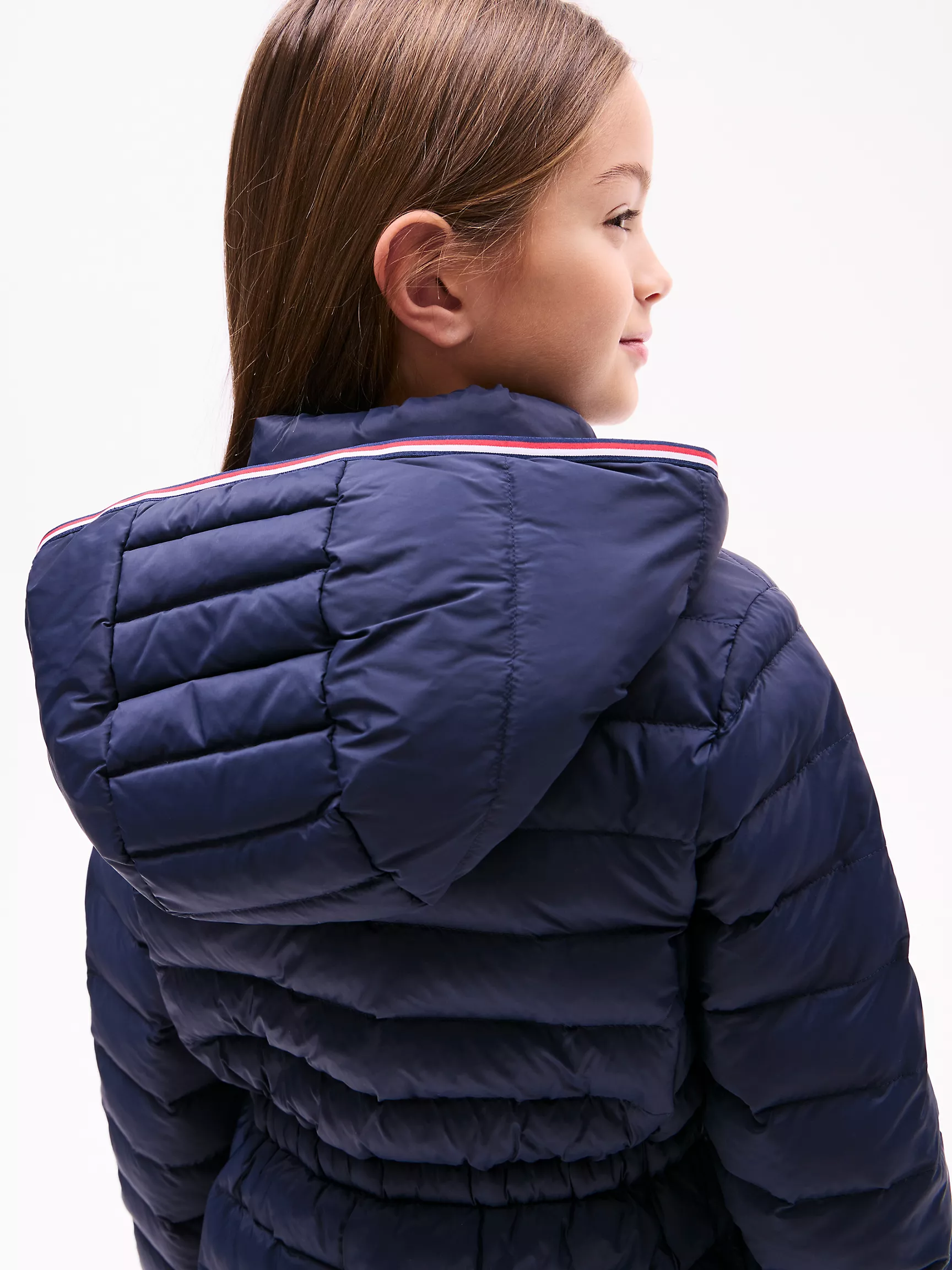 Куртка для девочки Tommy Hilfiger, Детский легкий пуховик с капюшоном