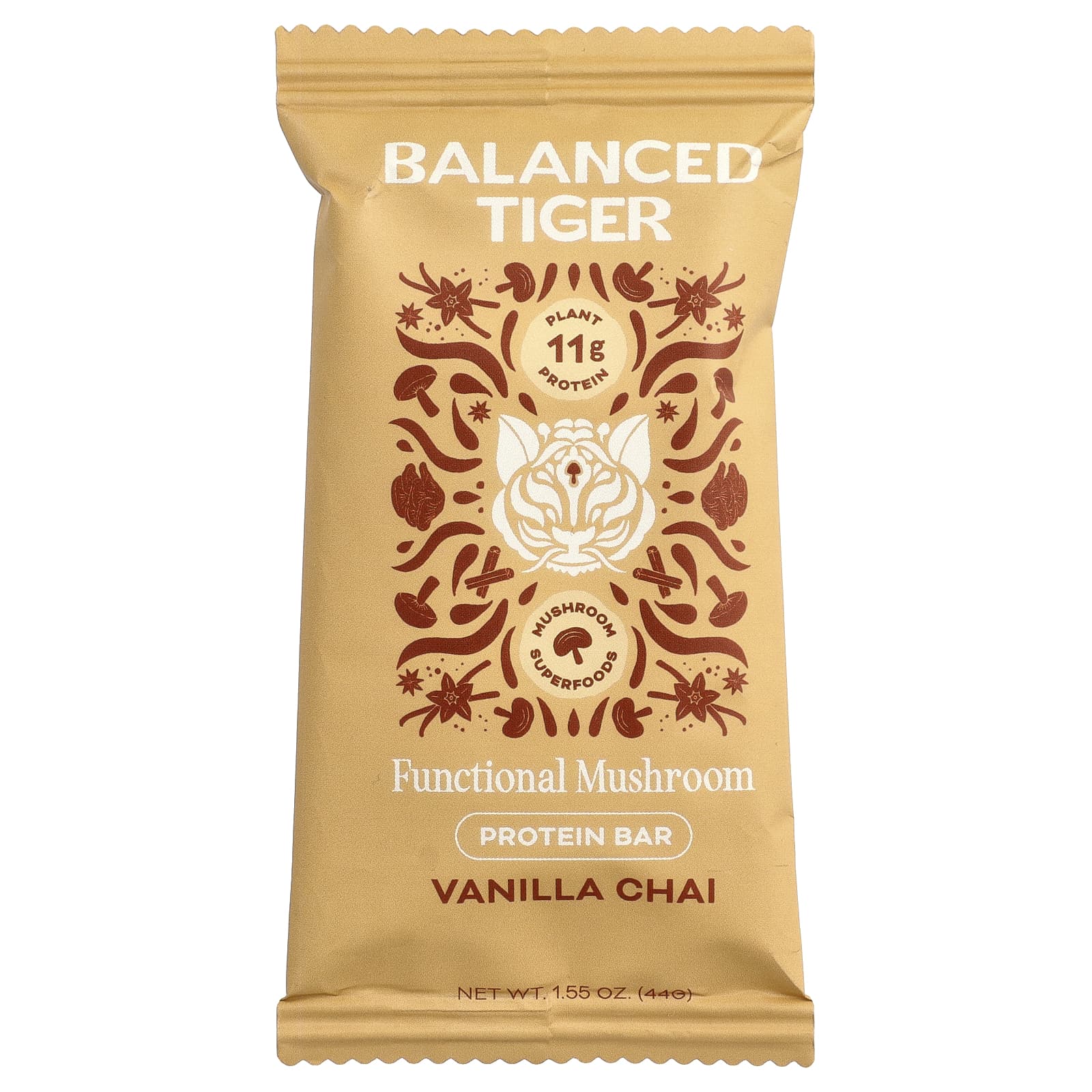 Balanced Tiger, протеиновый батончик, со вкусом ванильного чая, 12 батончиков по 44 г (1,55 унции)