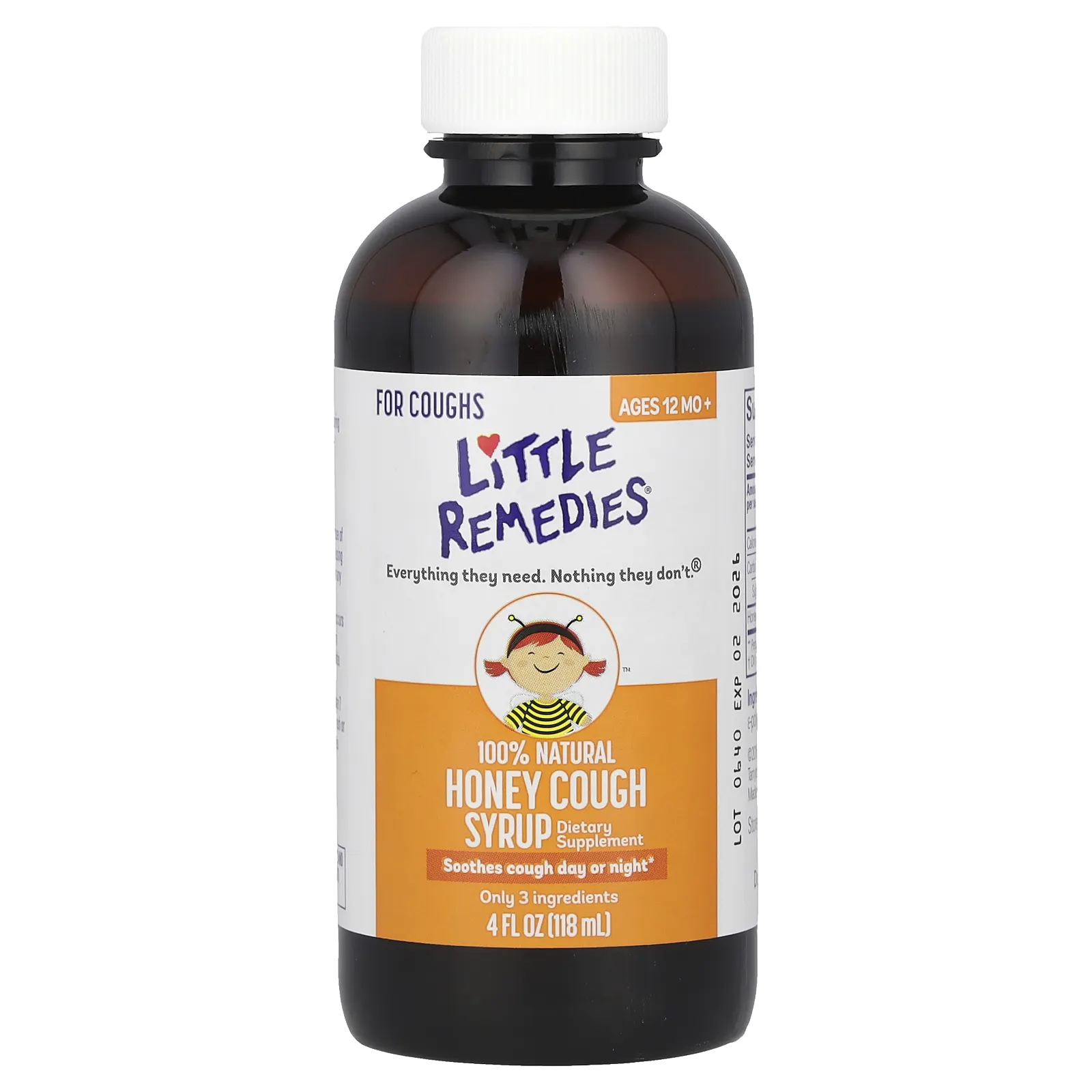 Little Remedies, 100% натуральный медовый сироп от кашля, для детей от 12 месяцев, 118 мл (4 жидк. Унции)
