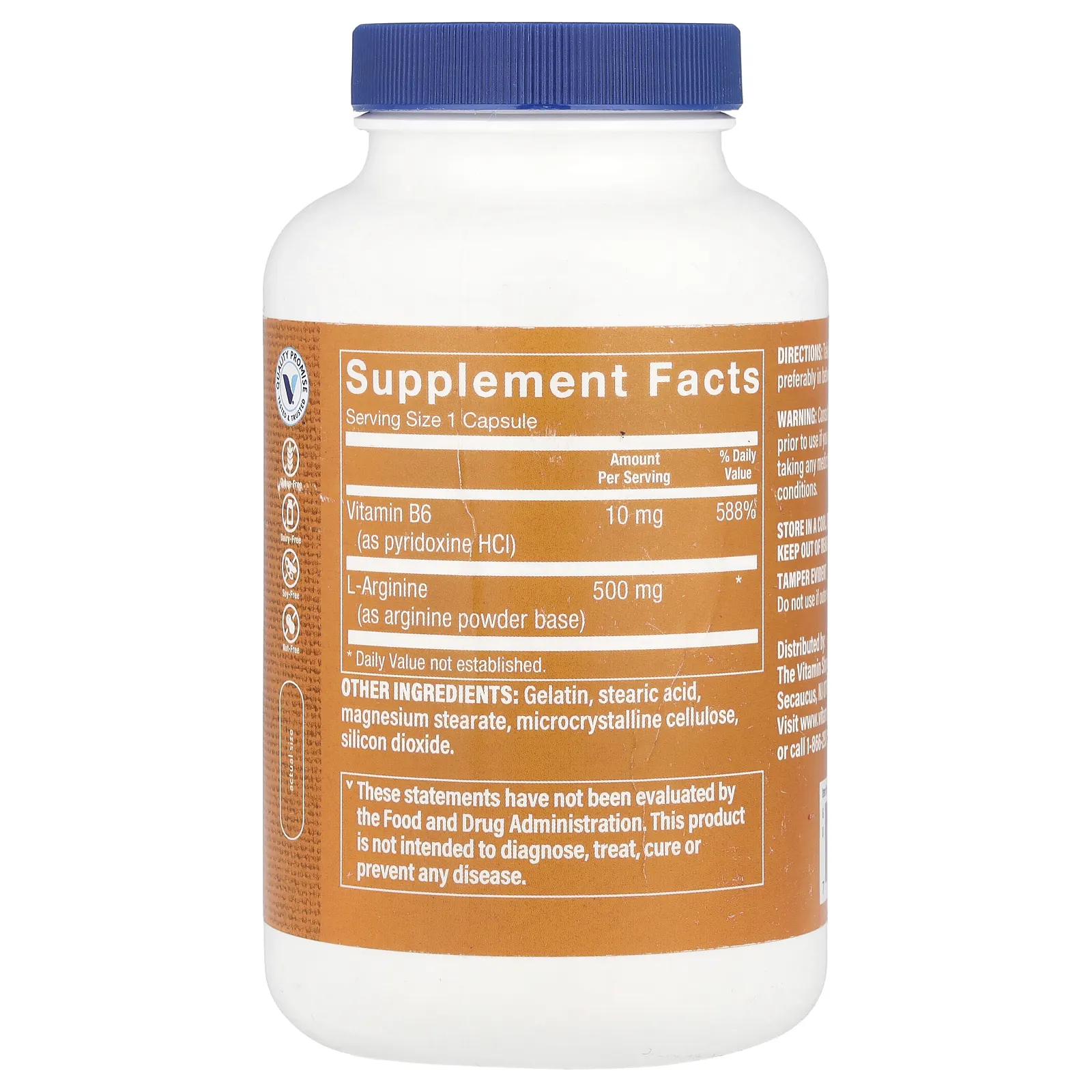 The Vitamin Shoppe, L-аргинин, 500 мг, 300 капсул