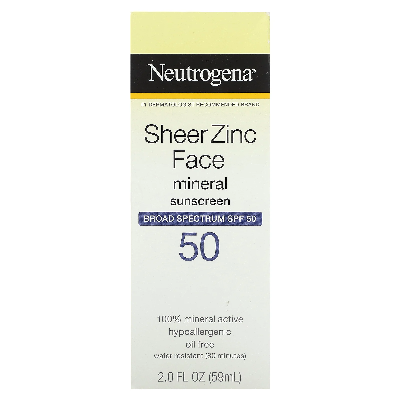 Neutrogena, Минеральное солнцезащитное средство для лица с прозрачным цинком, SPF 50, 59 мл (2 жидк. Унции)