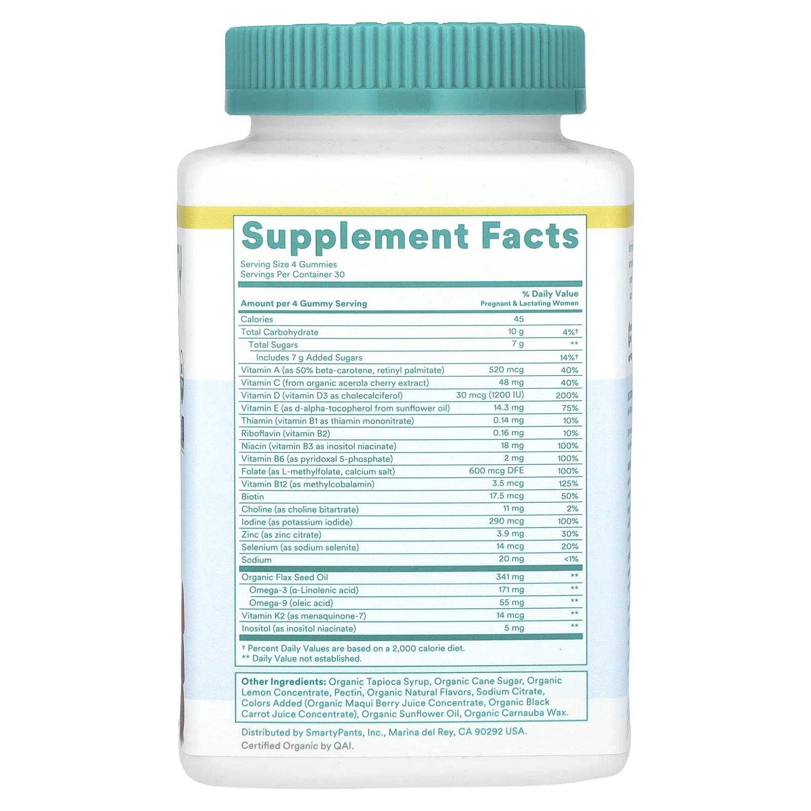 SmartyPants, Organics, пренатальный комплекс, 120 вегетарианских жевательных таблеток