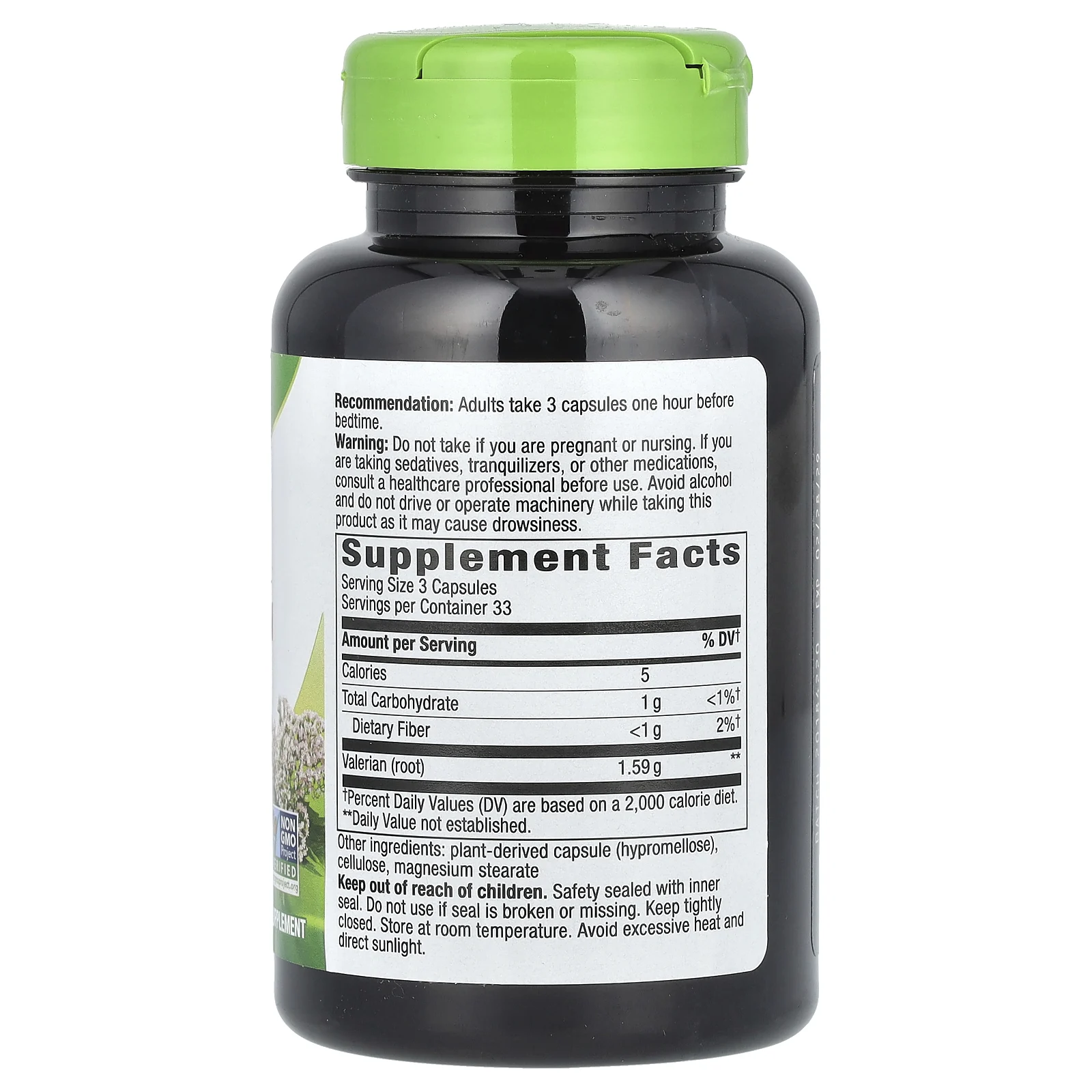 Nature's Way, Корень валерианы, 1590 мг, 100 веганских капсул