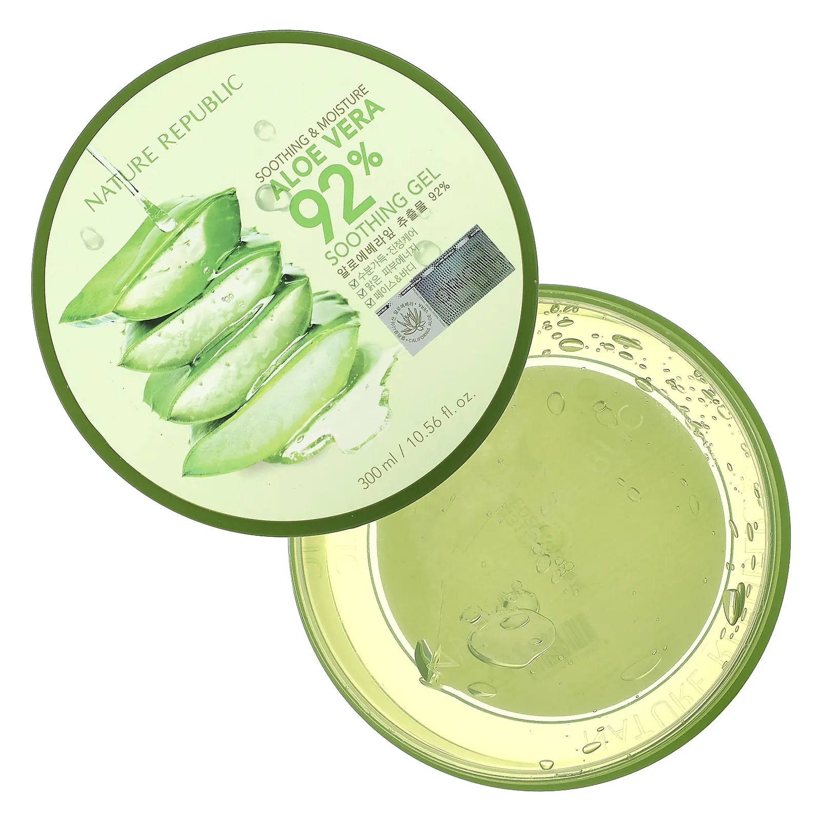 Nature Republic, Смягчающий и увлажняющий гель с алоэ вера (92%), 10,56 жидких унций (300 мл)