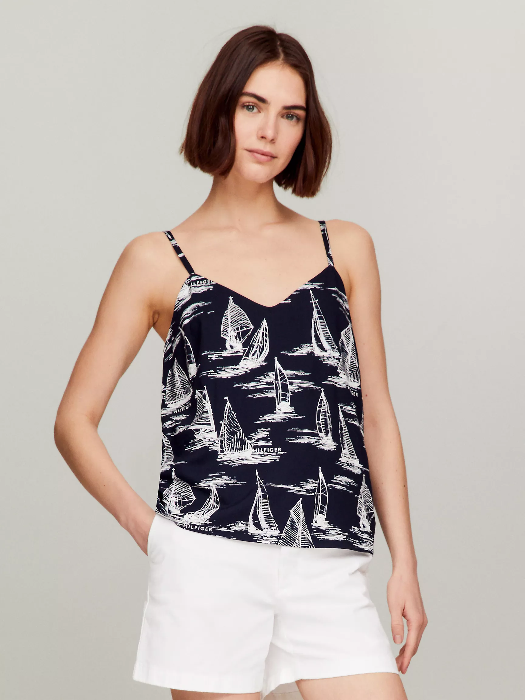 Женский топ Tommy Hilfiger, Топ на тонких бретелях с принтом парусов