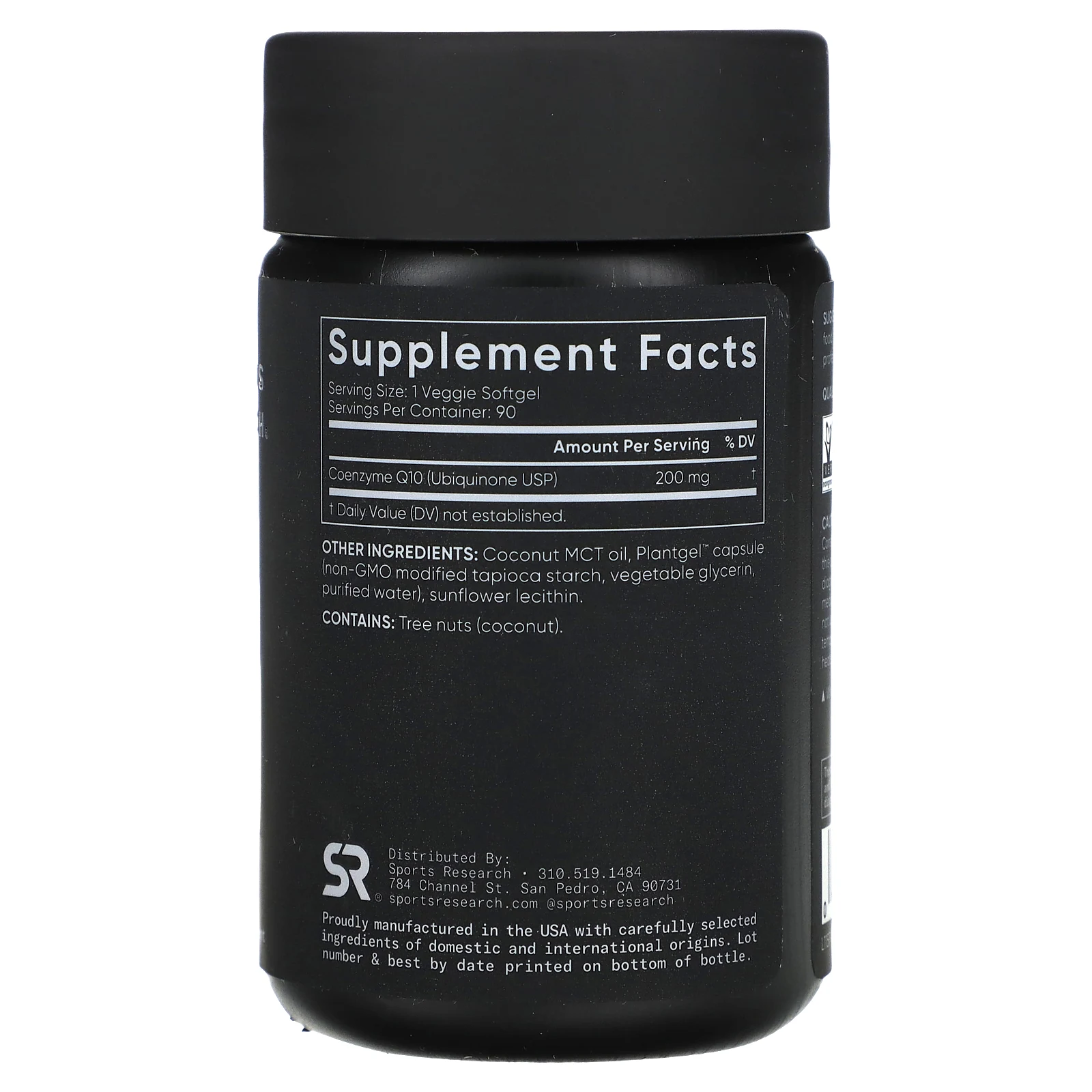 Sports Research, коэнзим Q10, двойная сила, 200 мг, 90 растительных капсул