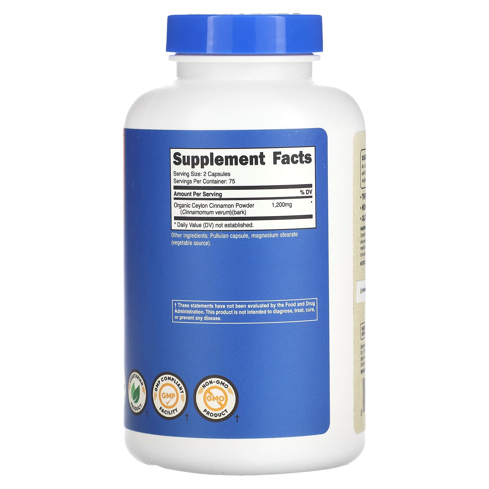 Nutricost, корица, 1200 мг, 150 капсул (600 мг в 1 капсуле)