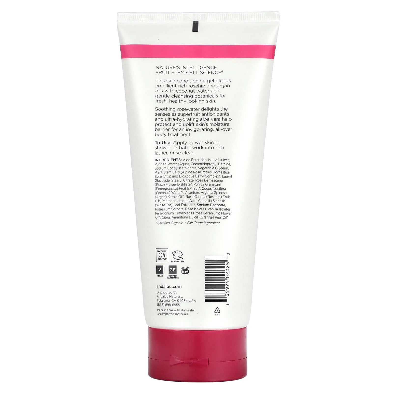 Andalou Naturals, Гель для душа, успокаивающий, 1000 роз, 251 мл (8,5 жидк. Унции)