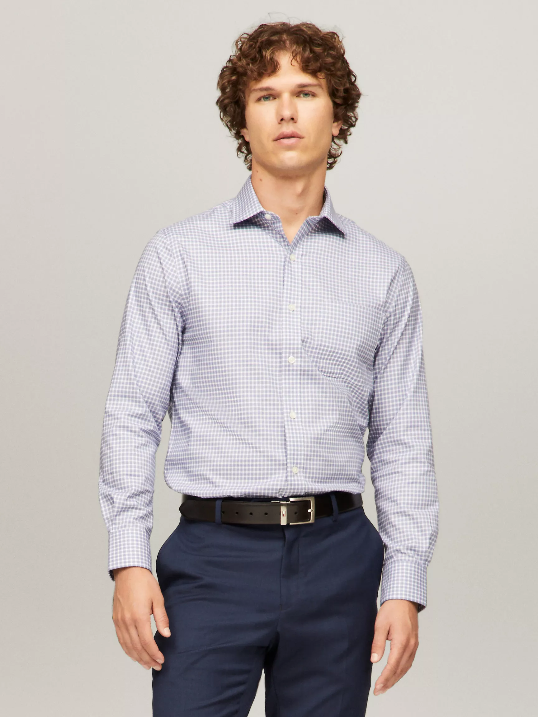 Мужская рубашка Tommy Hilfiger, Стандартная рубашка THFlex в клетку