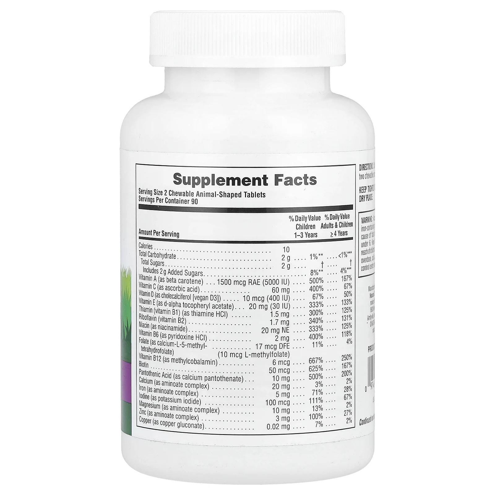 NaturesPlus, Animal Parade, жевательные мультивитамины для детей, со вкусом винограда, 180 таблеток в форме животных